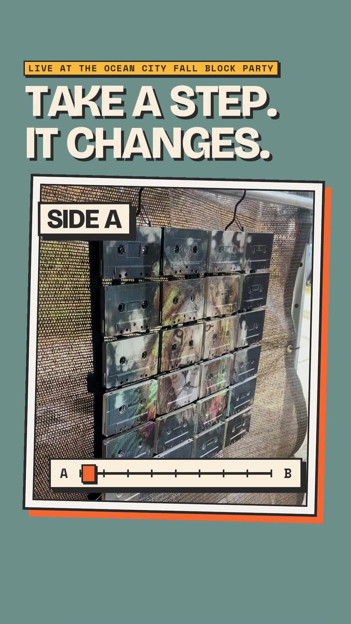One view of a wall-mounted cassette mosaic showing a lion's face, in an owner-supplied demonstration still labelled Side A