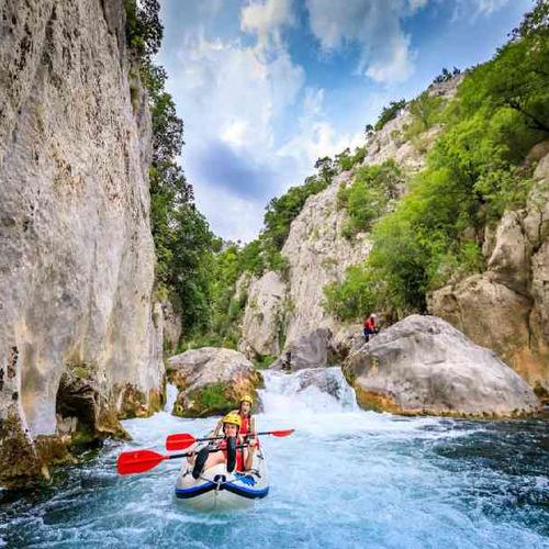 Raft down the Cetina river, navigating emerald waters through stunning landscapes Raft down the Cetina river, navigating emerald waters through stunning landscapes