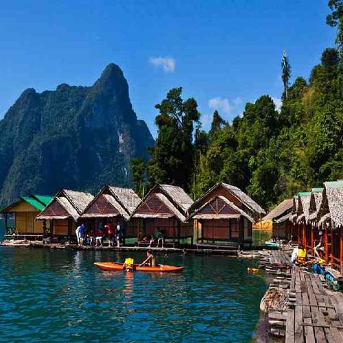 Sleep in a floating raft house within Khao Sok National Park Sleep in a floatig raft house within Khao Sok National Park