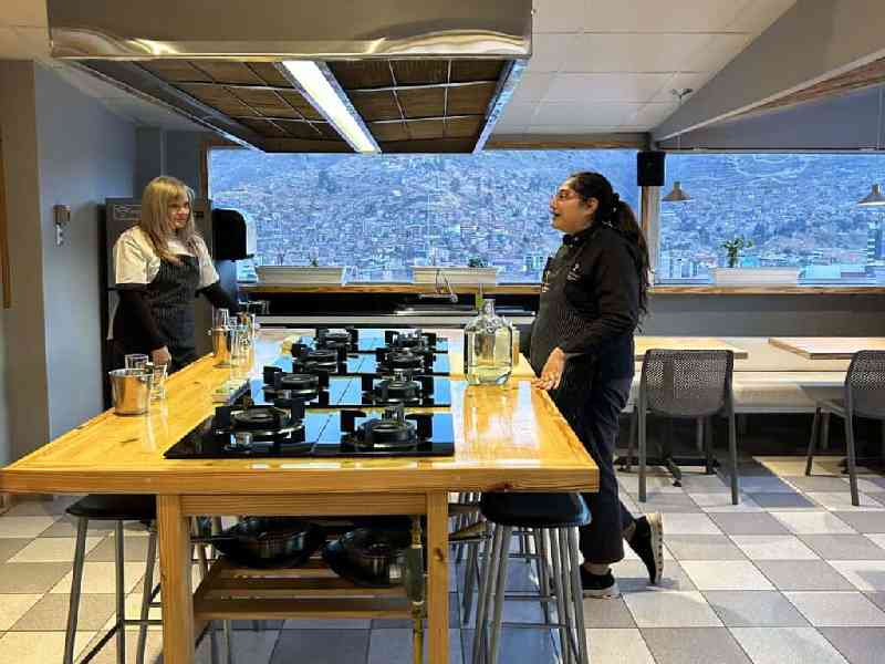 Enjoy a Peruvian cooking class on a hotel rooftop; learning to make a national dish and mix a pisco sour