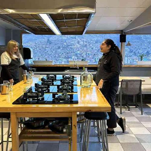 Enjoy a Peruvian cooking class on a hotel rooftop; learning to make a national dish and mix a pisco sour Enjoy a Peruvian cooking class on a hotel rooftop; learning to make a national dish and mix a pisco sour
