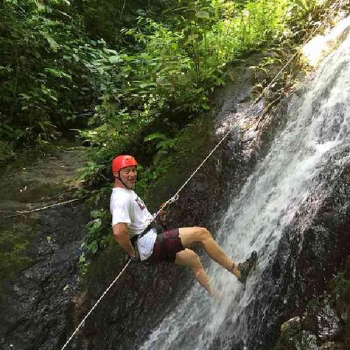 Rappell down waterfalls and rock-faced canyon walls in the heart of the jungle Rappell down waterfalls and rock-faced canyon walls in the heart of the jungle