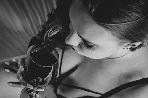 Woman drinking wine