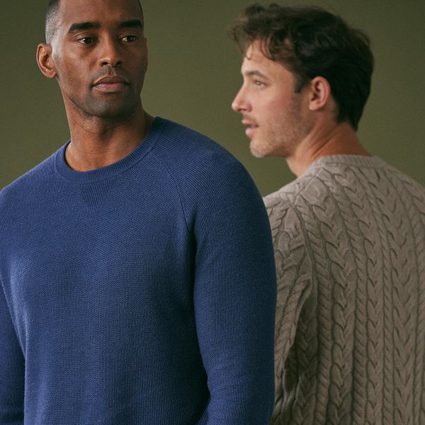 A model, wearing Mizzen+Main clothing.