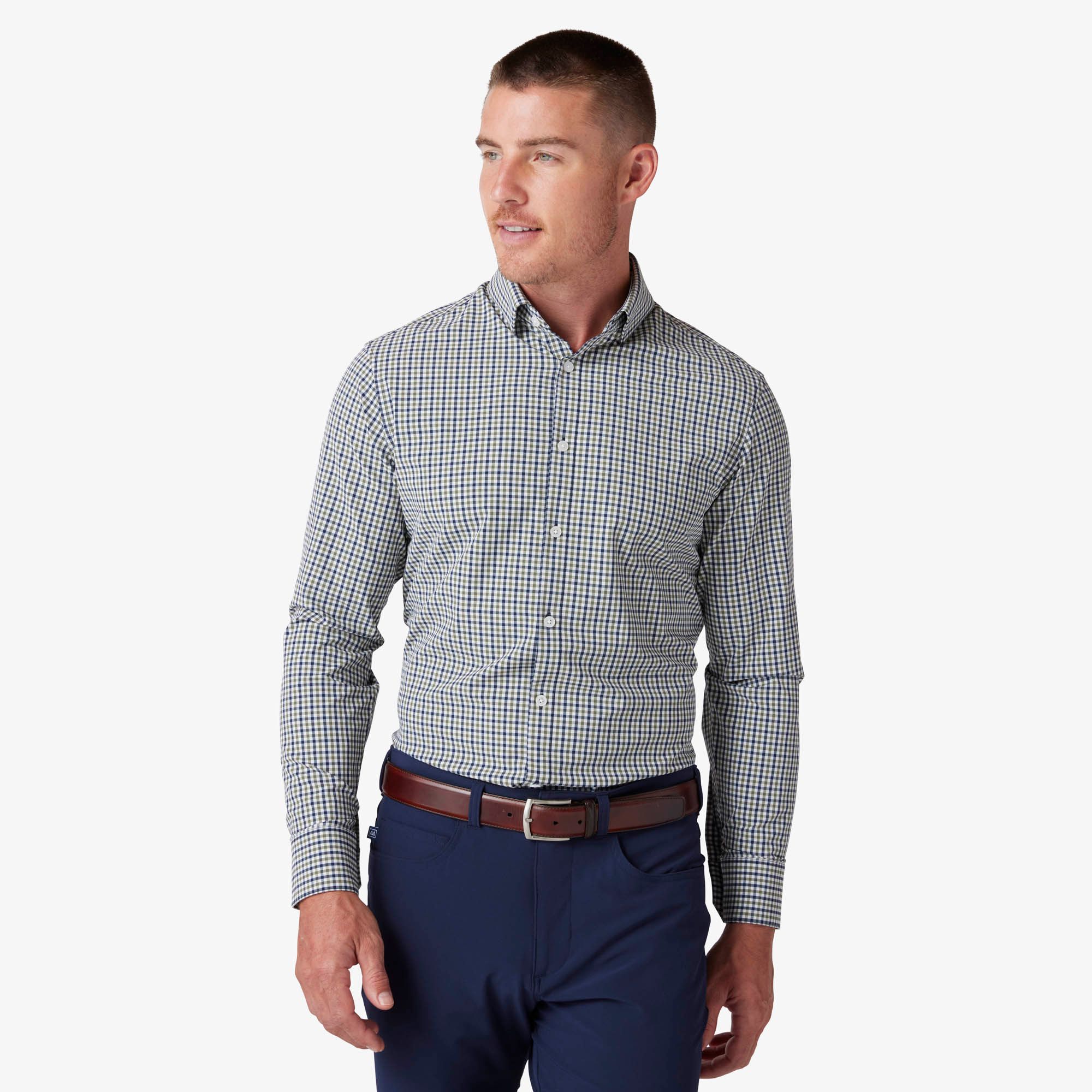 Leeward Dress Shirt - Sage Multi Gingham - Mizzen+Main