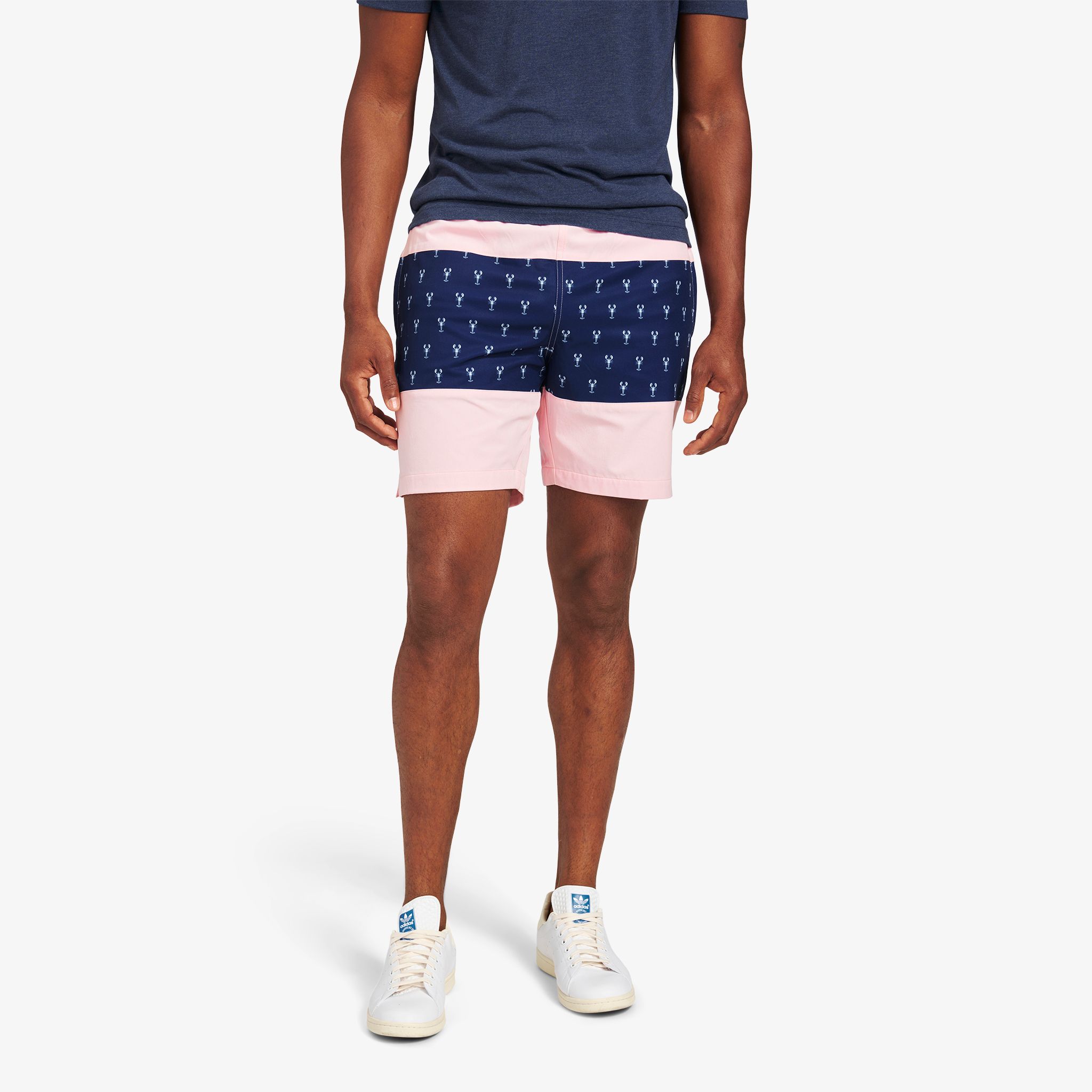 Pink and Navy Lobster HydraShift Short - Mizzen+Main