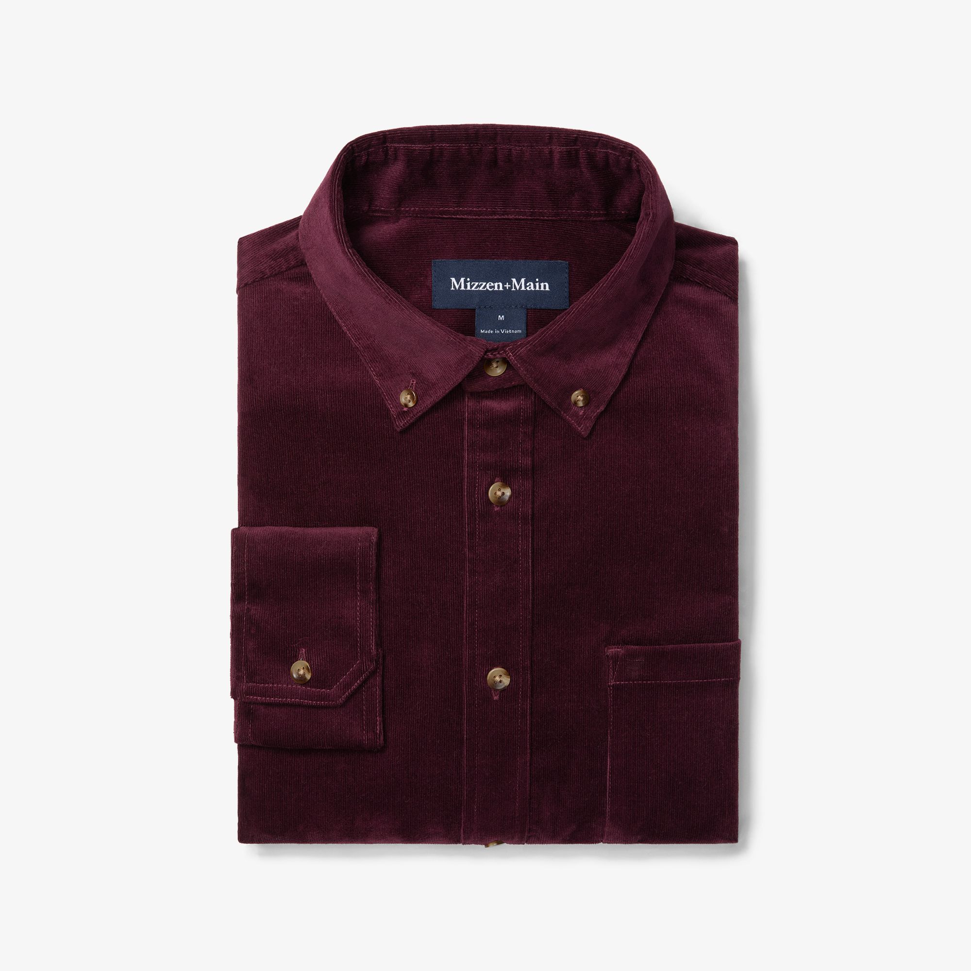 Wine Solid Jackson Corduroy Shirt - Mizzen+Main