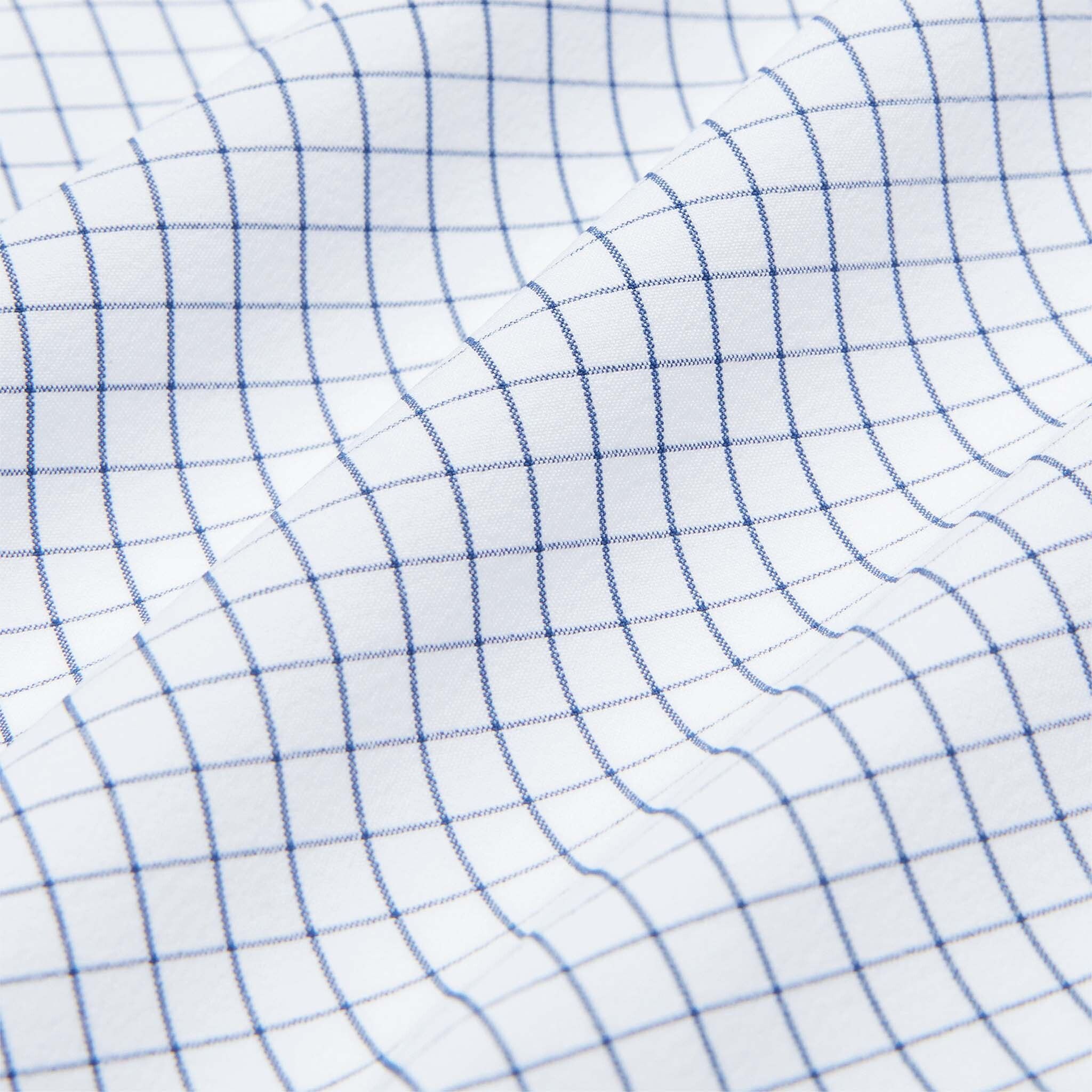 Leeward Dress Shirt White Navy Mini Grid