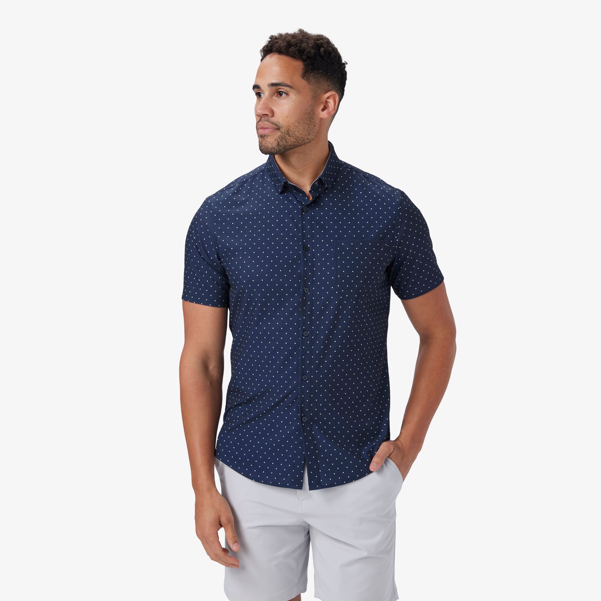 Leeward Short Sleeve - Navy Polka Dot - Mizzen+Main