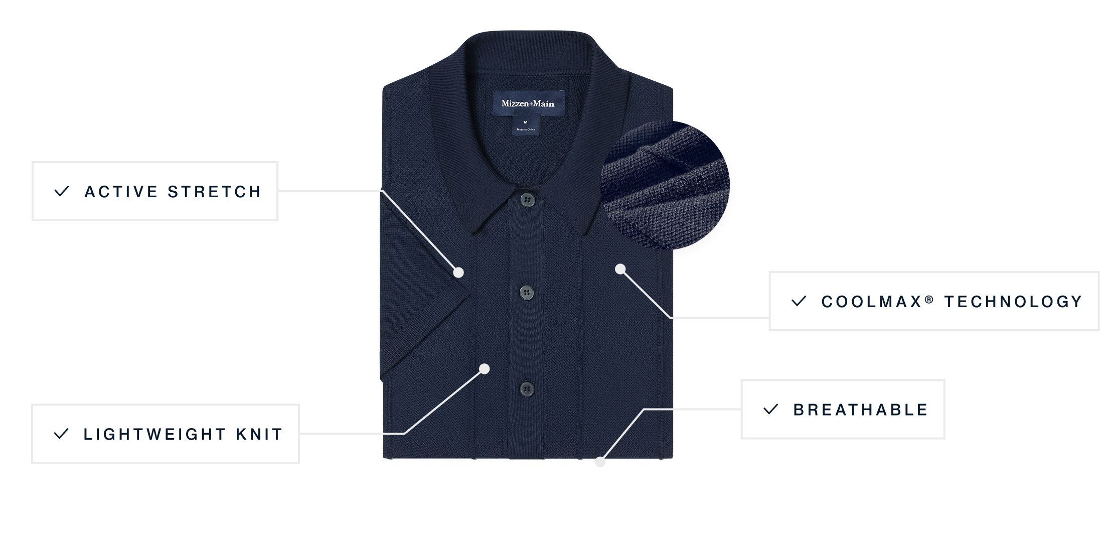 Ashe Short Sleeve - Navy | Mizzen+Main