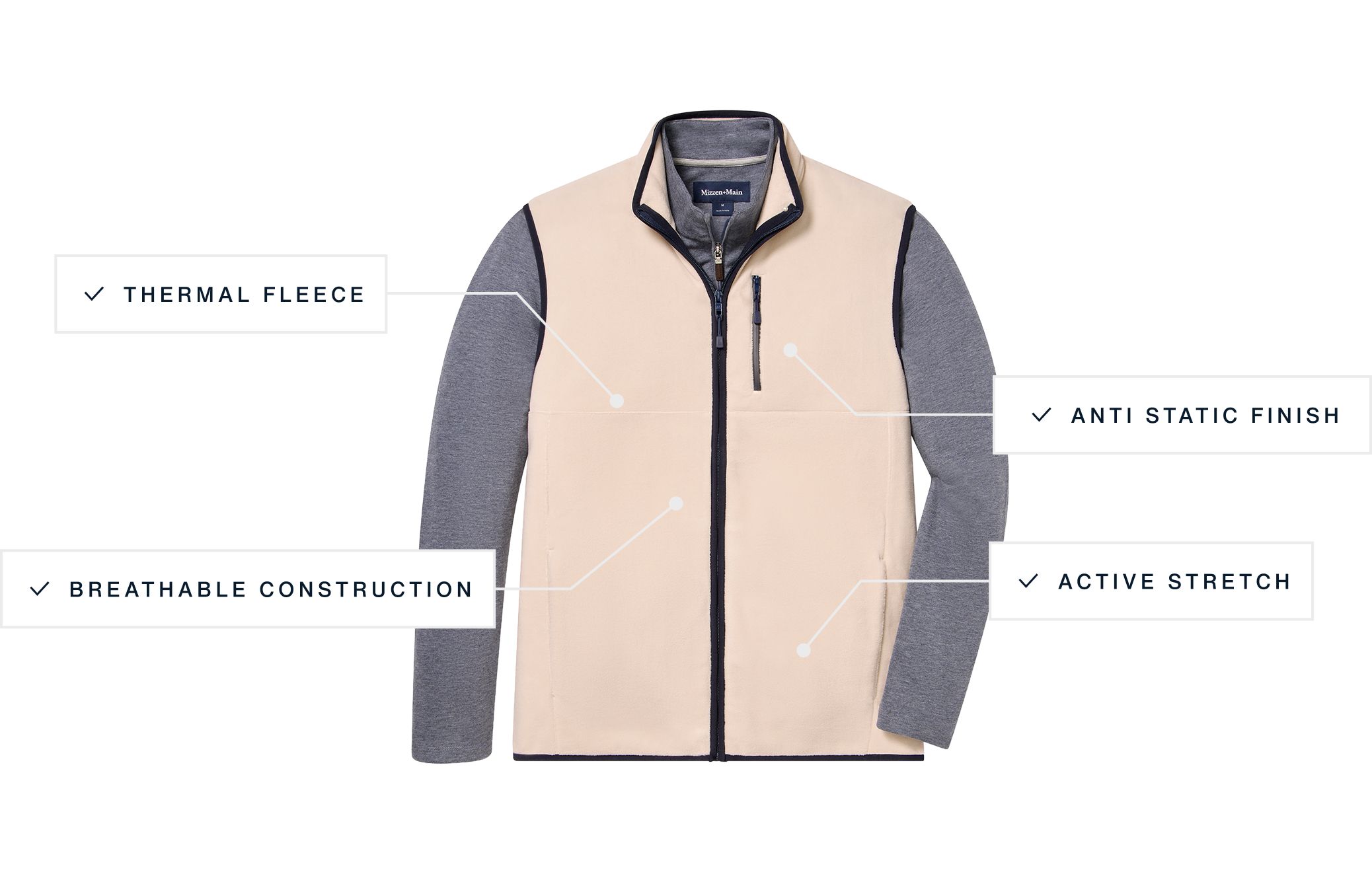 トップス COMFY EVERYTHING RIGHT PLACE VEST Crosby Fleece Vest - Oat | Mizzen+Main
