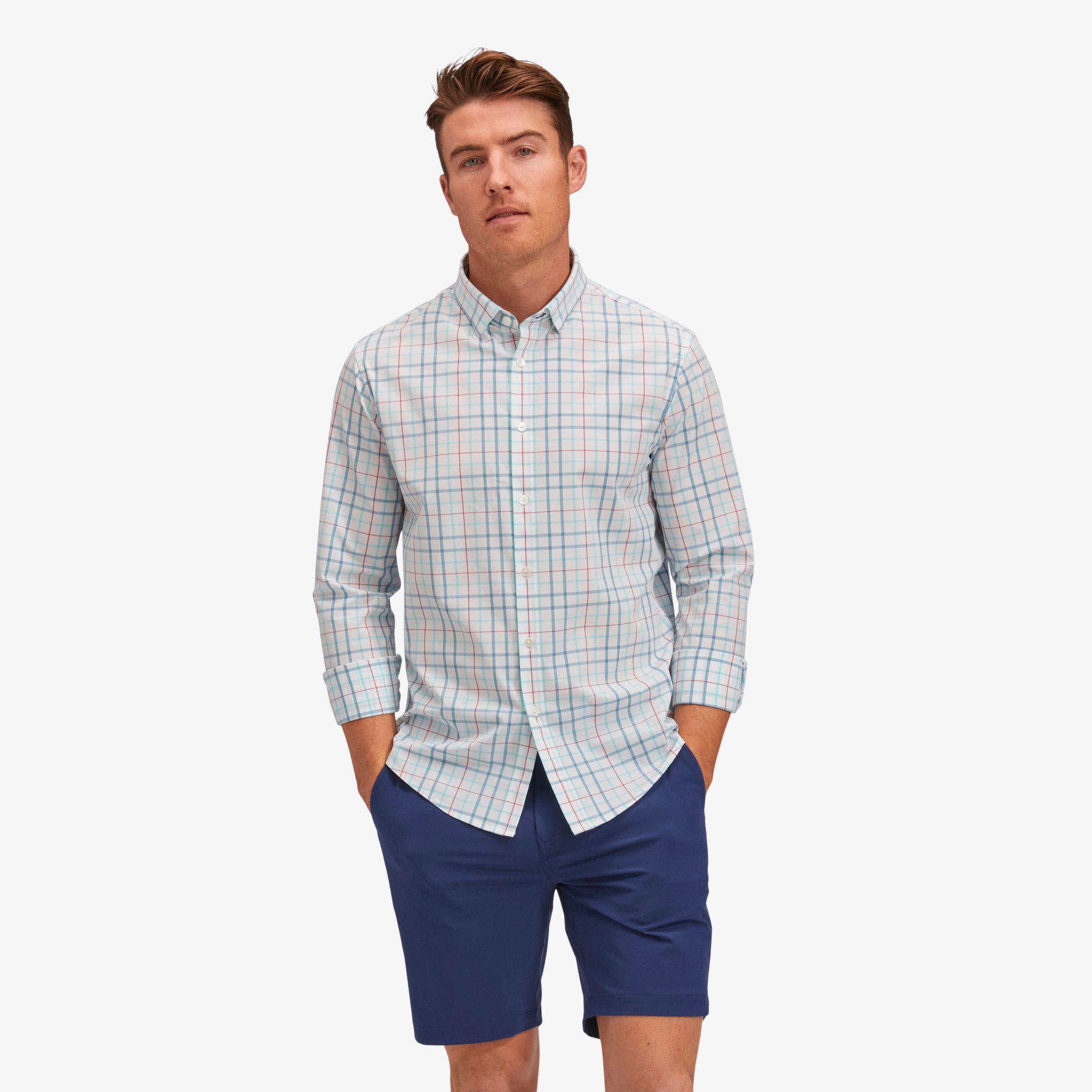 Teal Multi Plaid Dress Shirt - Mizzen+Main