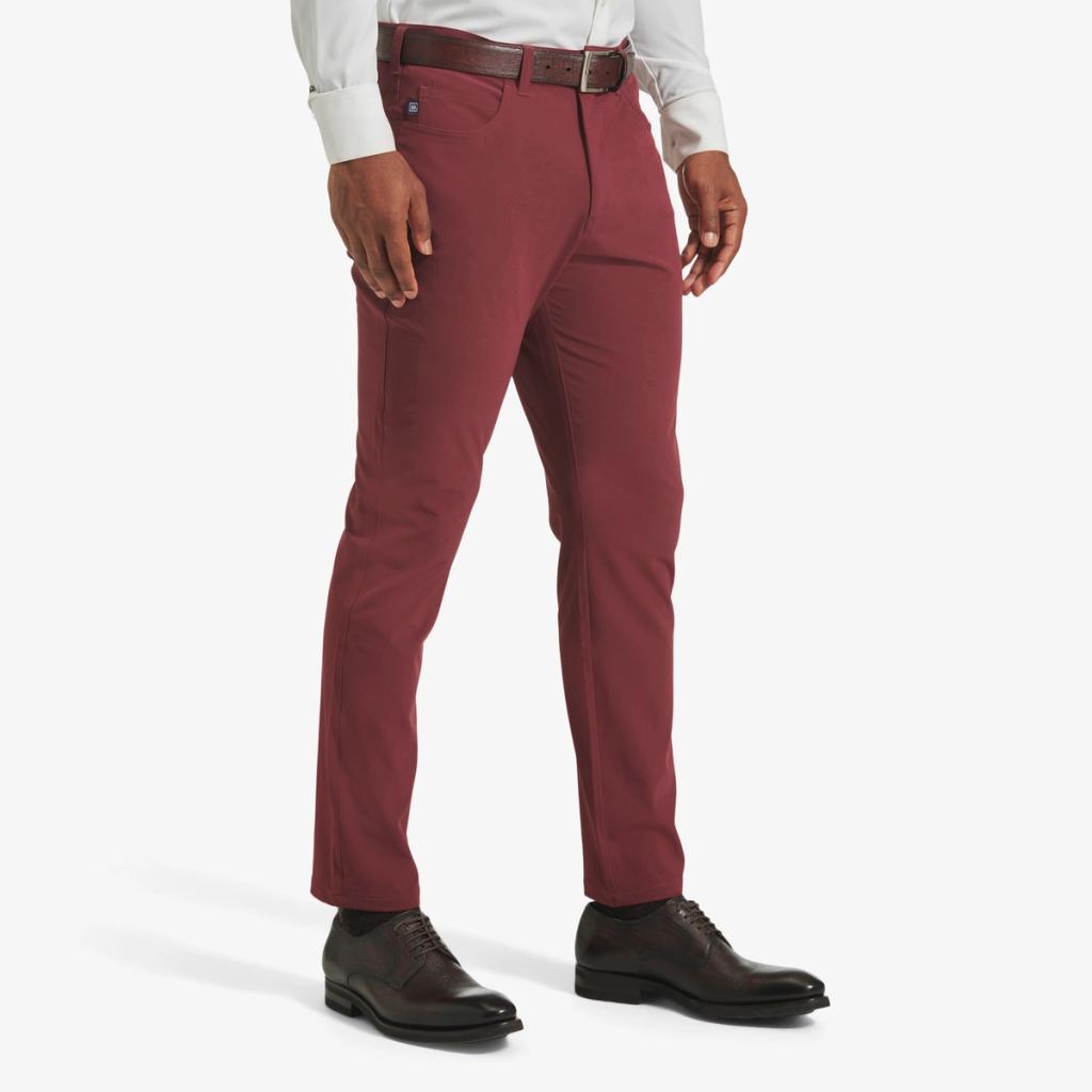 Burgundy Solid 5-Pocket Helmsman Pants - Mizzen+Main