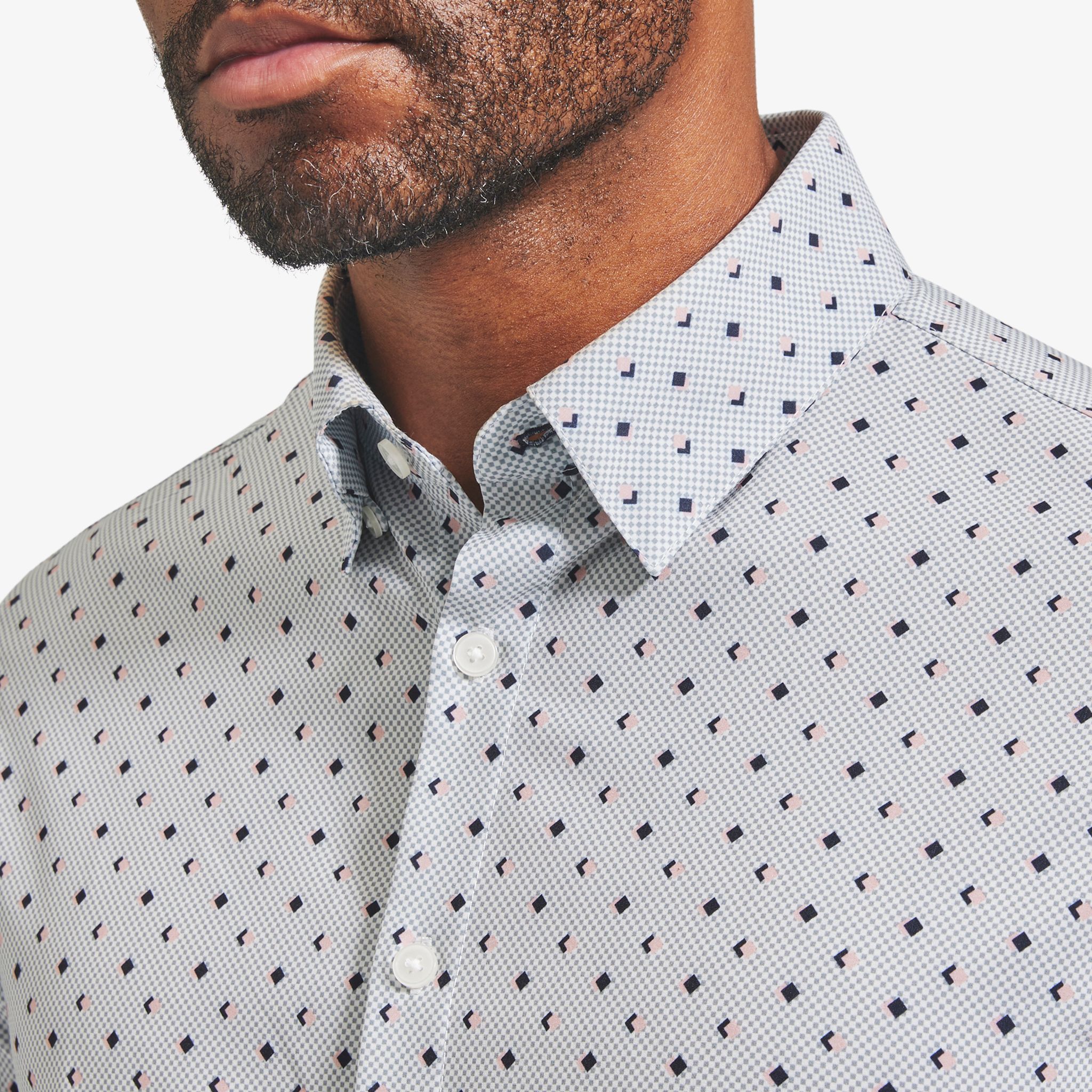 Leeward Dress Shirt - Pink Gray Diamond Print