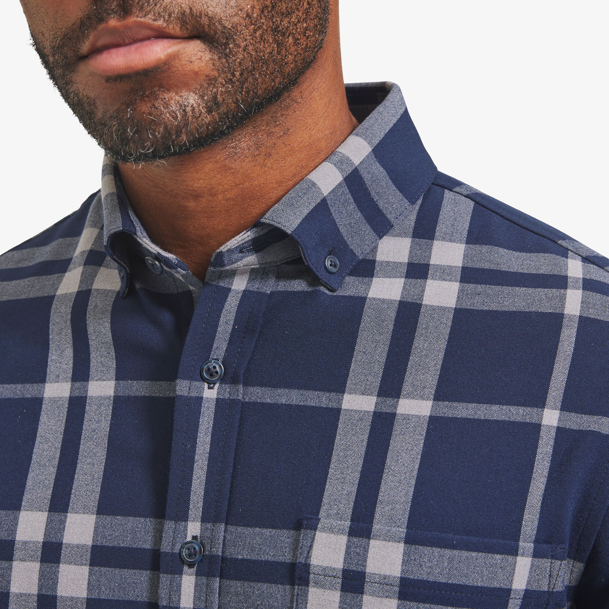City Flannel - Navy Gray Large Plaid