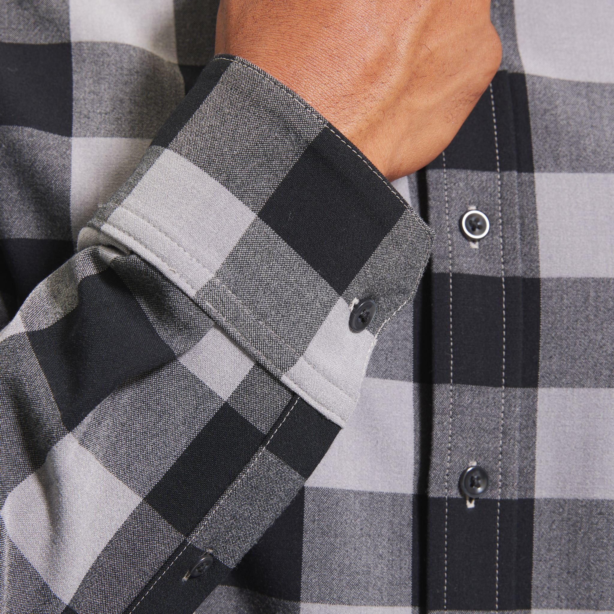 City Flannel - Black Gray Buffalo Check