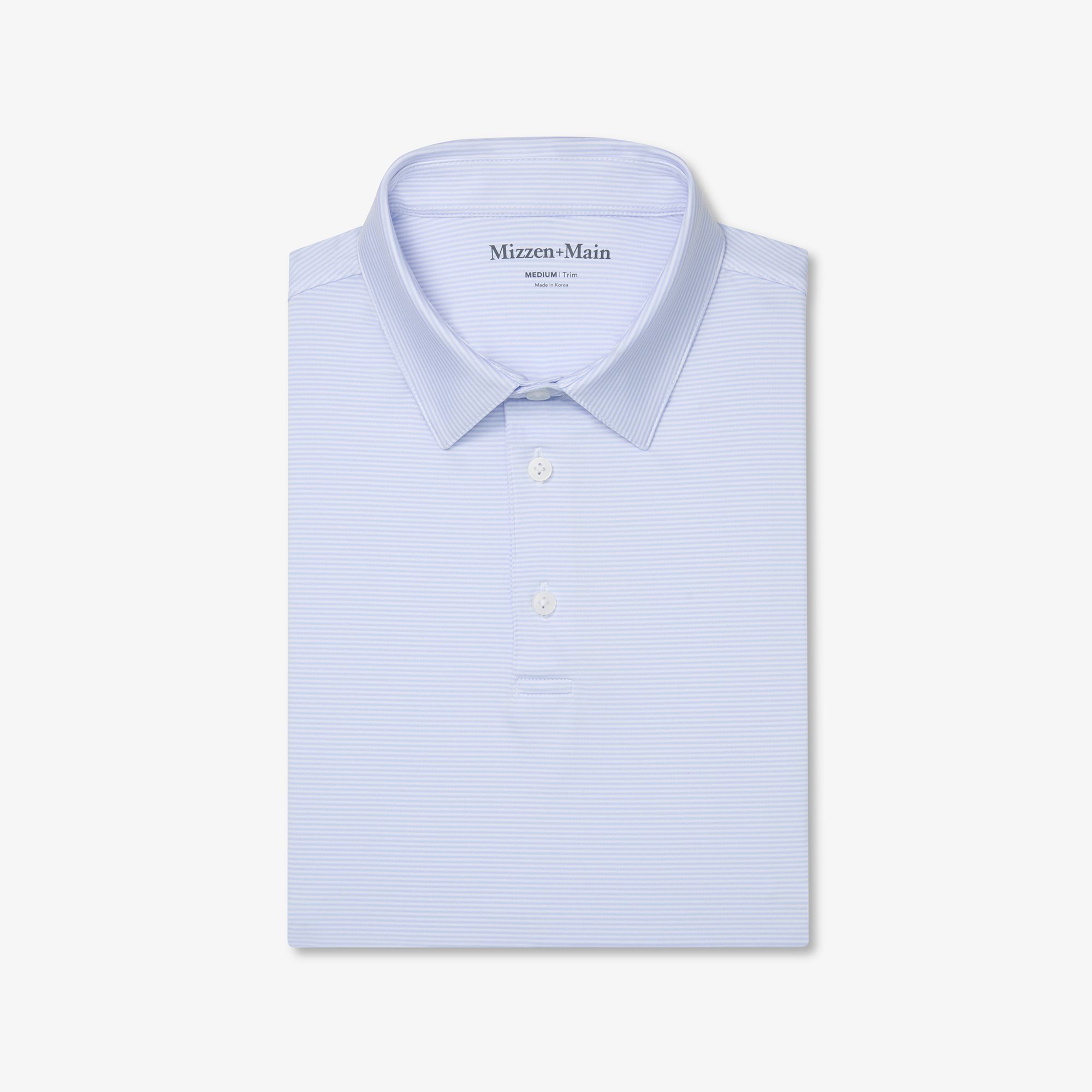 Light Blue White Stripe Versa Polo - Mizzen+Main