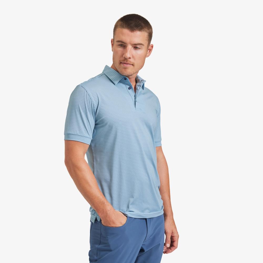 Aqua Circle Print Versa Polo - Mizzen+Main