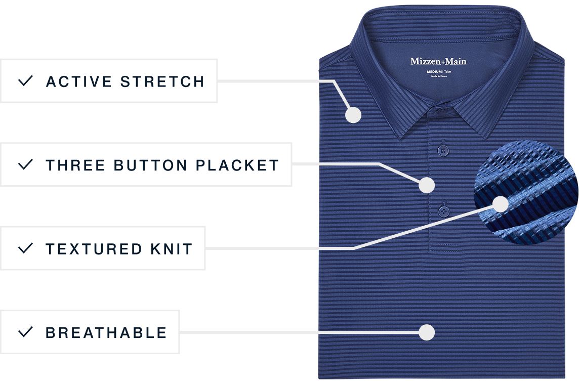 A flat lay of our Ashe The Copa Polo highlighting its features.