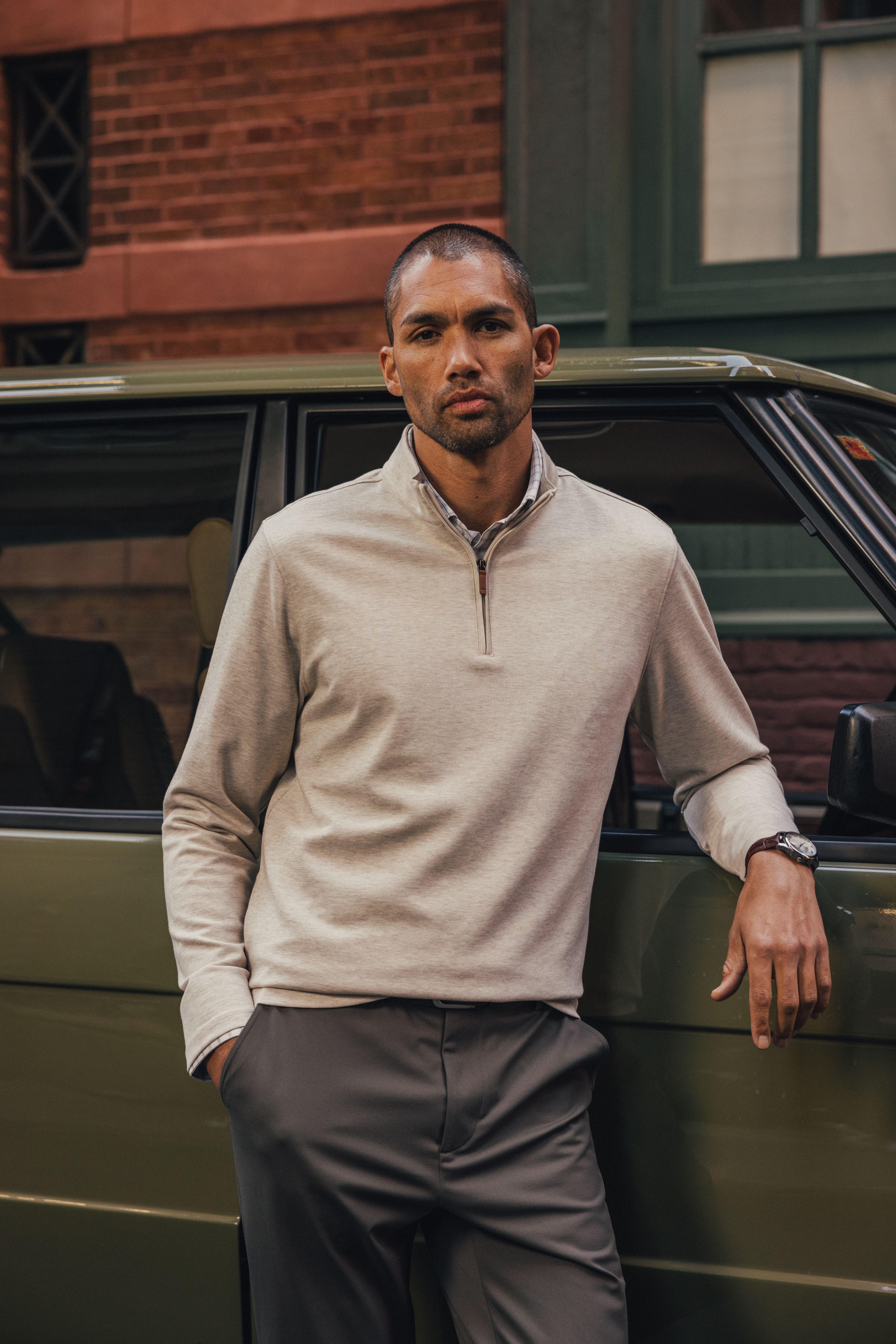 KPI Quarter Zip Oyster Heather