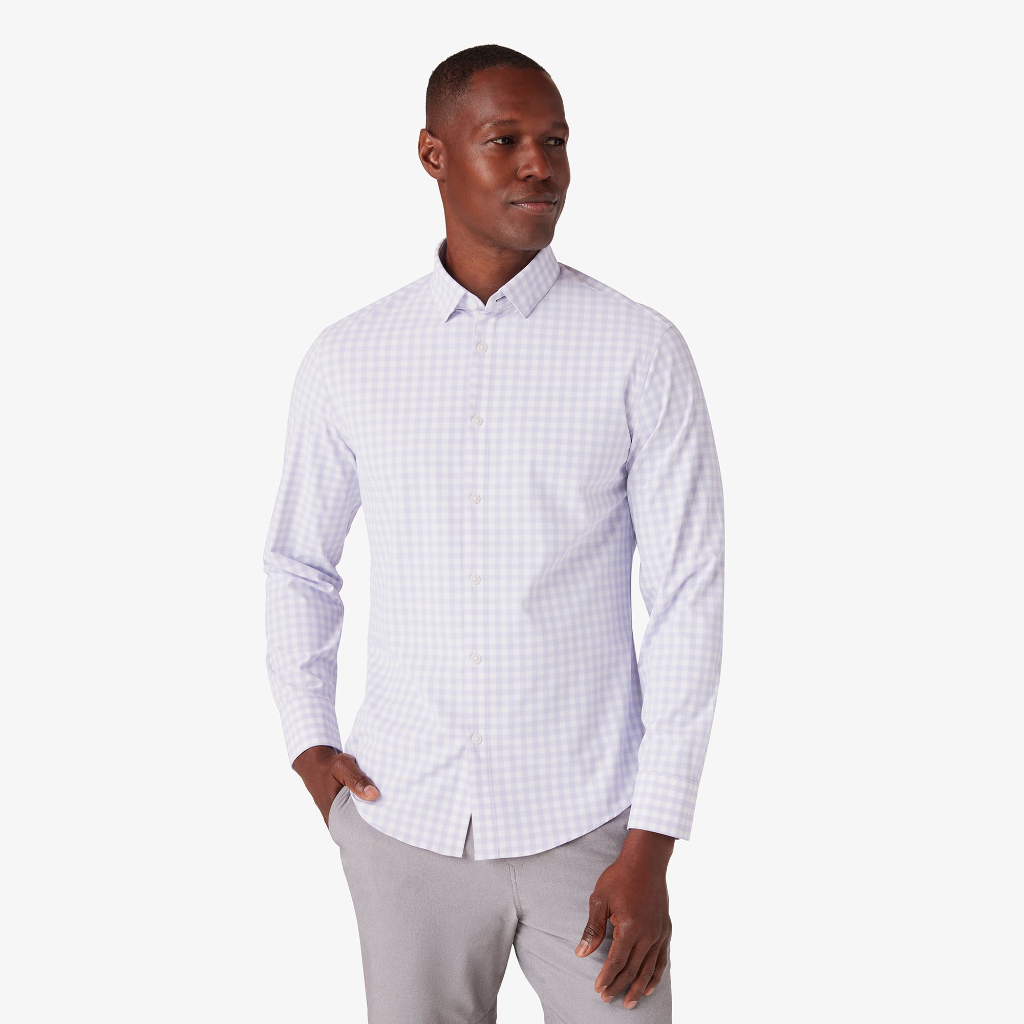 Leeward No Tuck Dress Shirt - Lilac Madison Check - Mizzen+Main