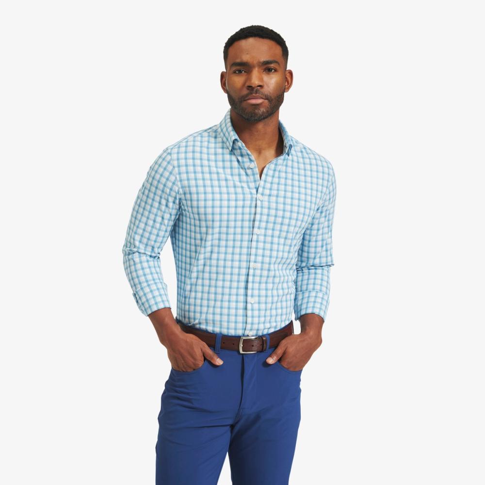 Blue Tonal Check Leeward Dress Shirt - Mizzen+Main