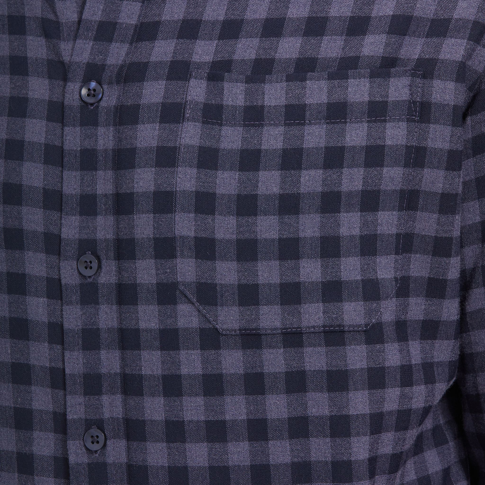City Flannel - Navy Gray Gingham Check