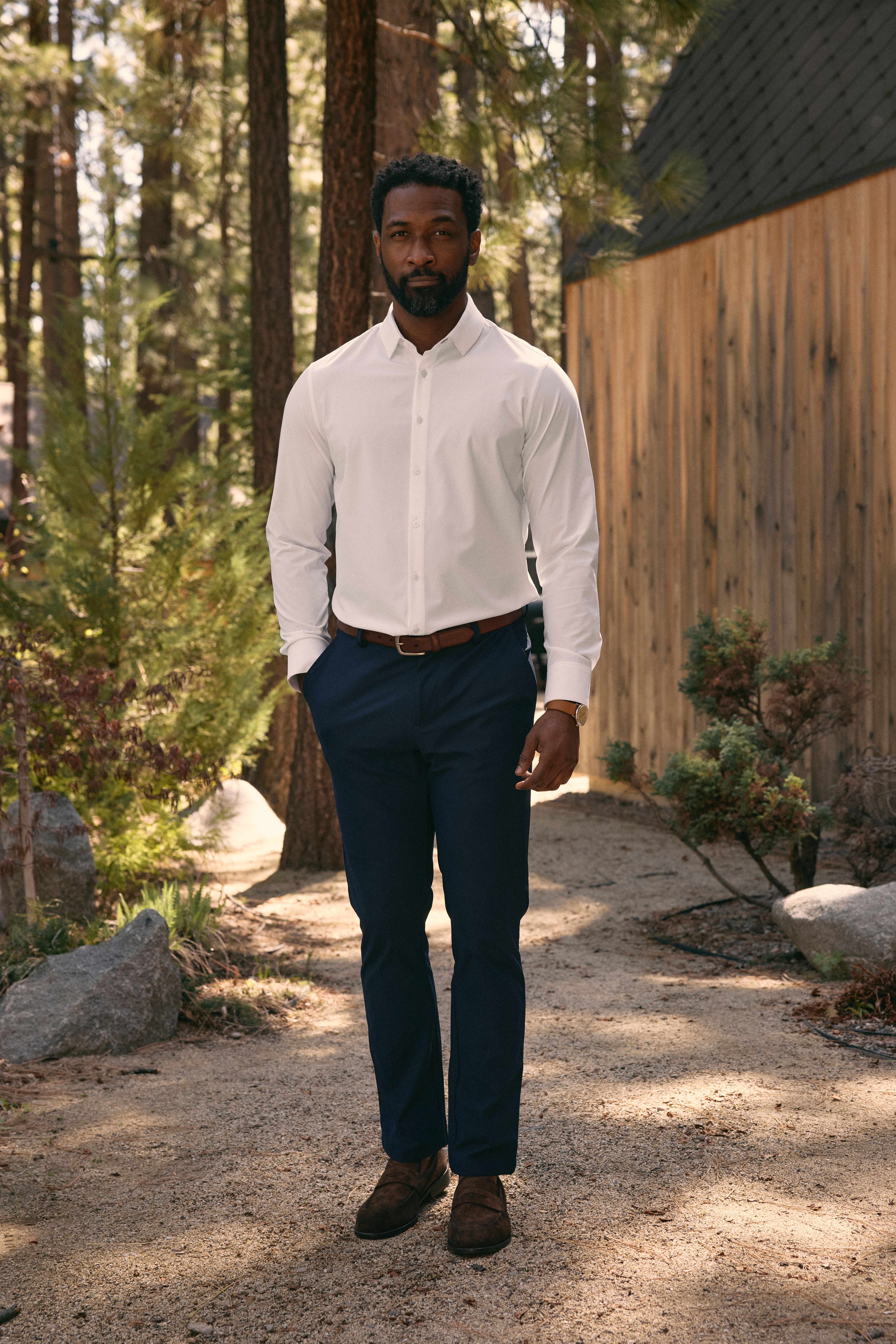 Leeward Dress Shirt White Solid
