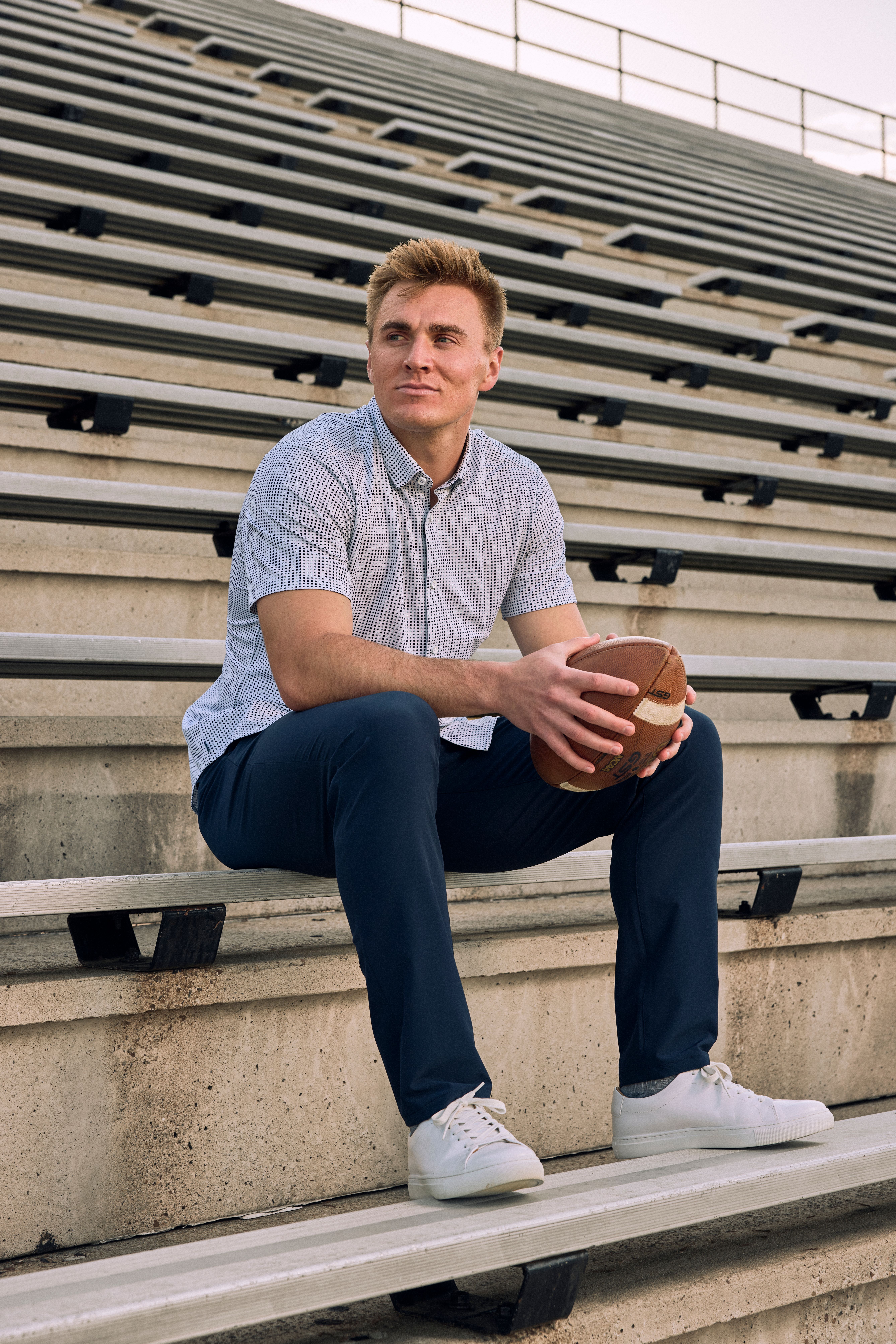 Halyard Short Sleeve Blue Geo Twill Print