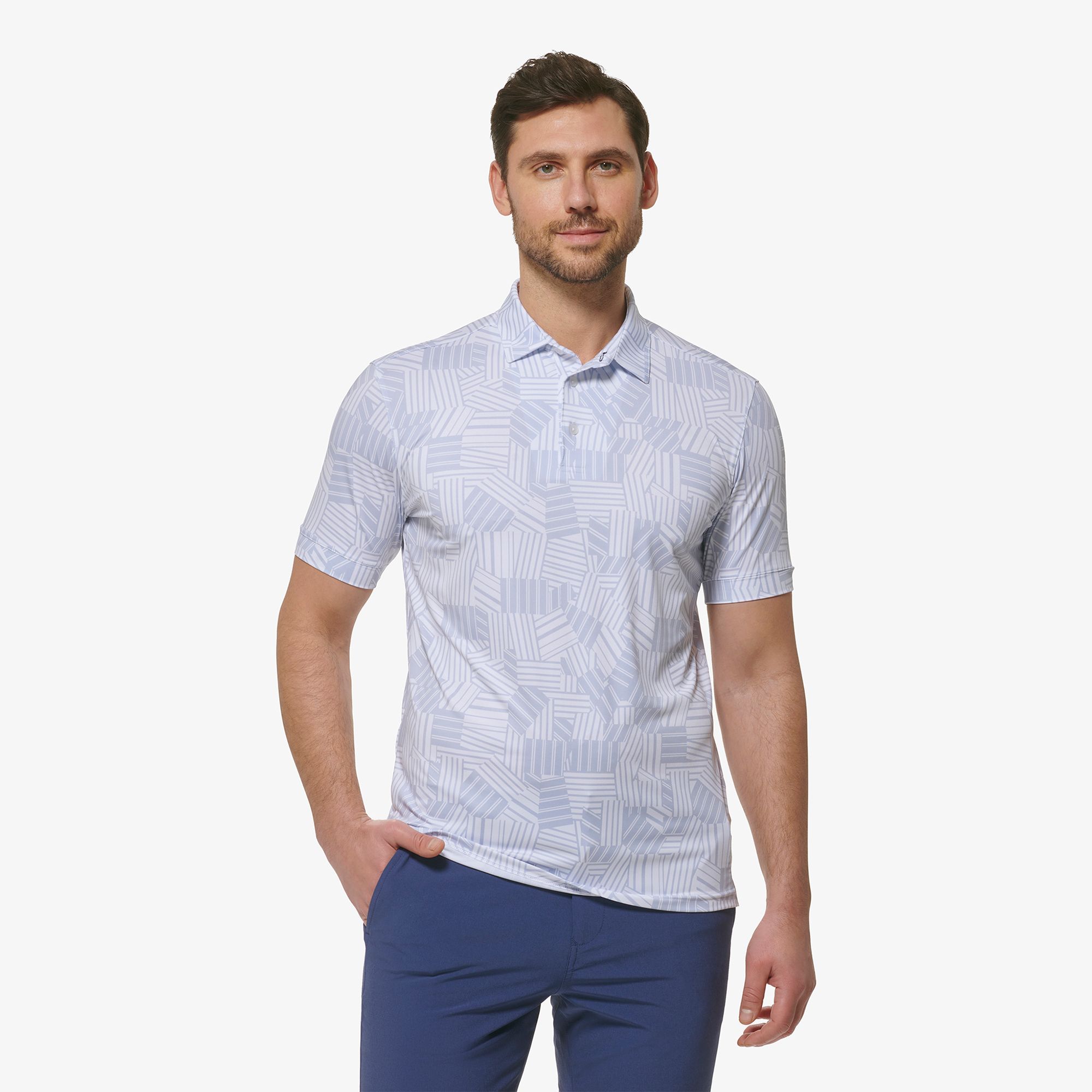 Versa Polo - Xenon Blue Patchwork Stripe - Mizzen+Main