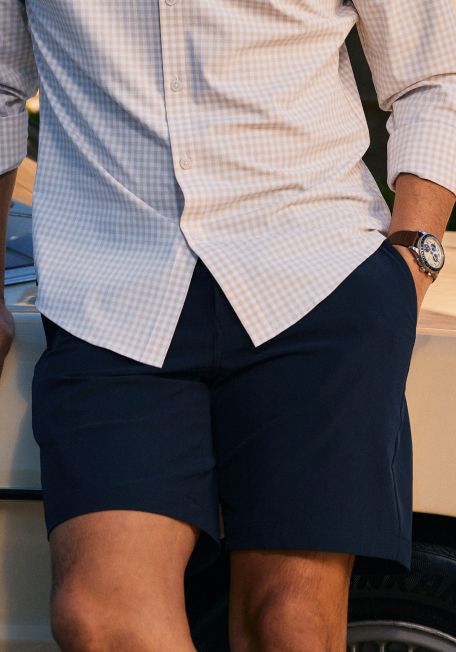 guys dress shorts Men's Flat Front Lightweight Summer Business Formal Shorts with Pocket and reduce skin friction even during long Golf Shorts Men Stretch 5