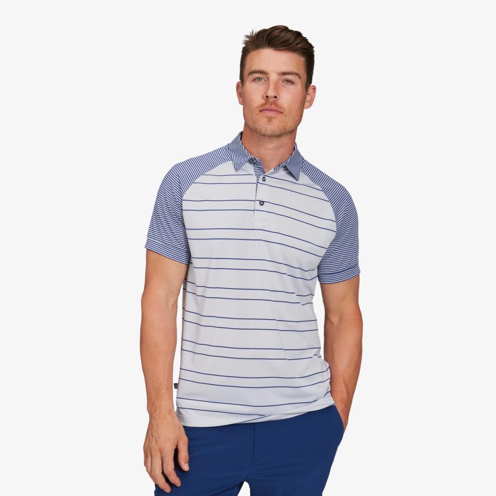 Gray Navy Stripe Versa Polo - Mizzen+Main