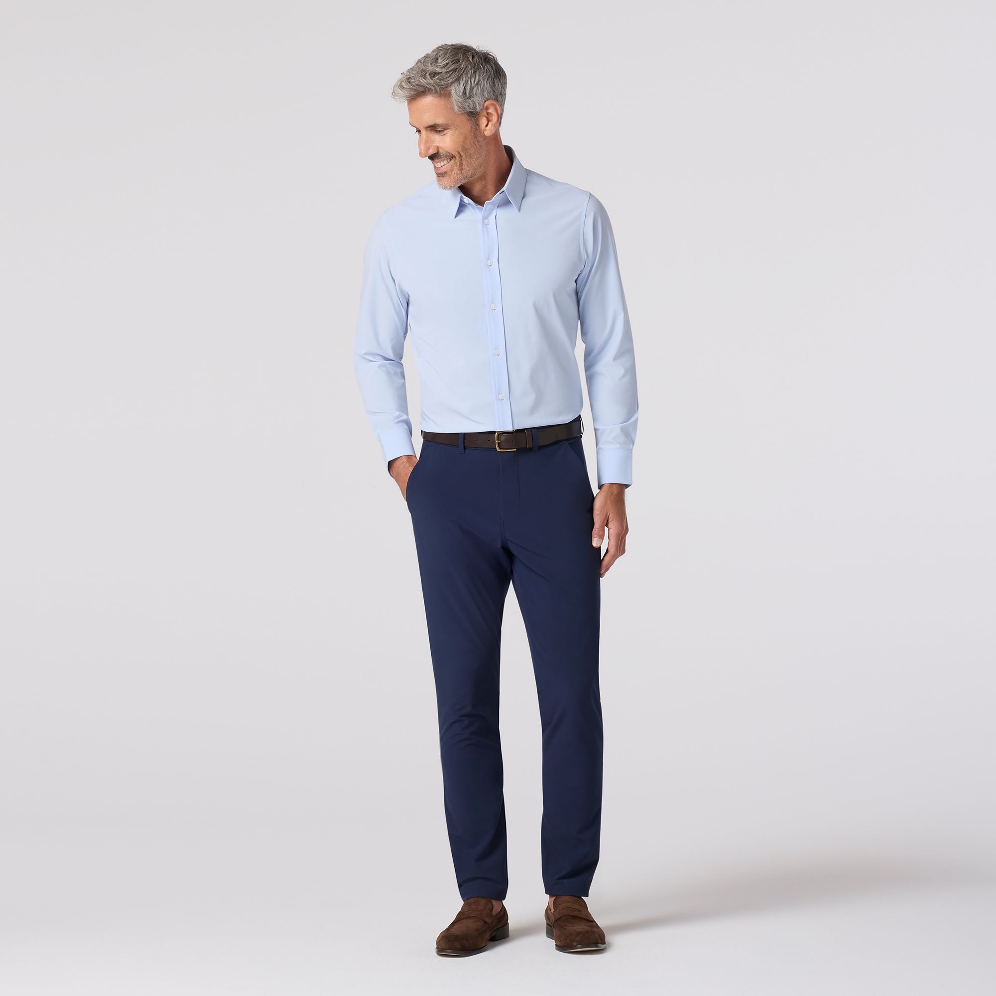 Light Blue Solid Leeward Formal Dress Shirt - Mizzen+Main