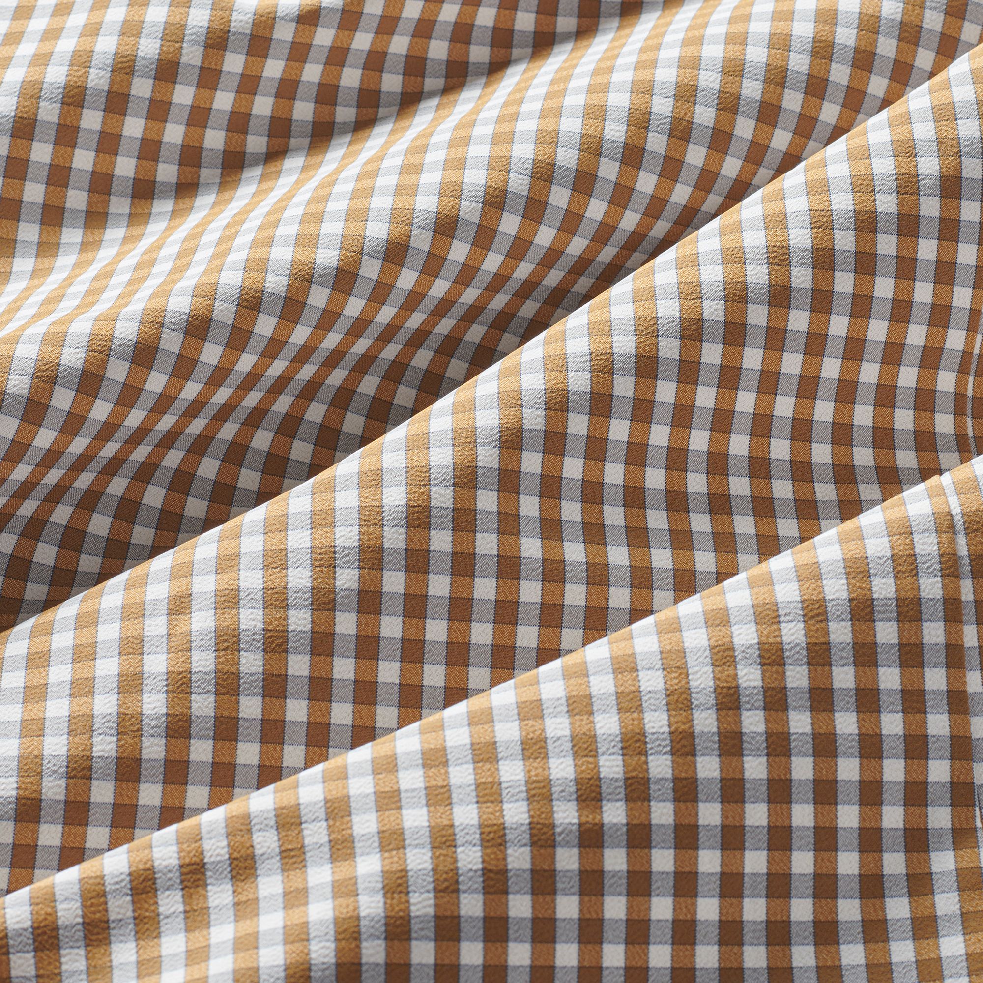 Leeward No Tuck Dress Shirt - Golden Brown Gingham - Mizzen+Main