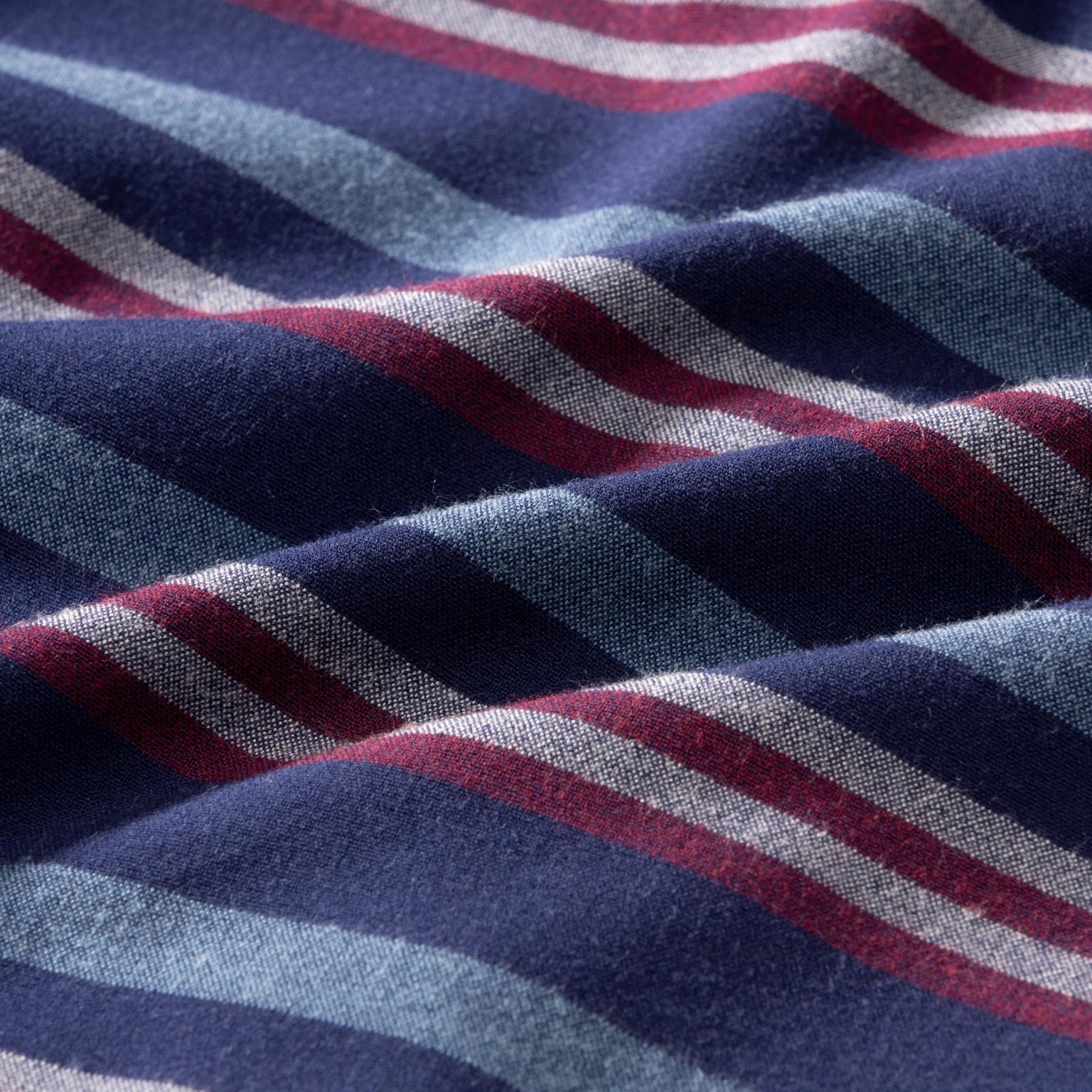 City Flannel - Red Blue Multi Horizontal Stripe - Mizzen+Main