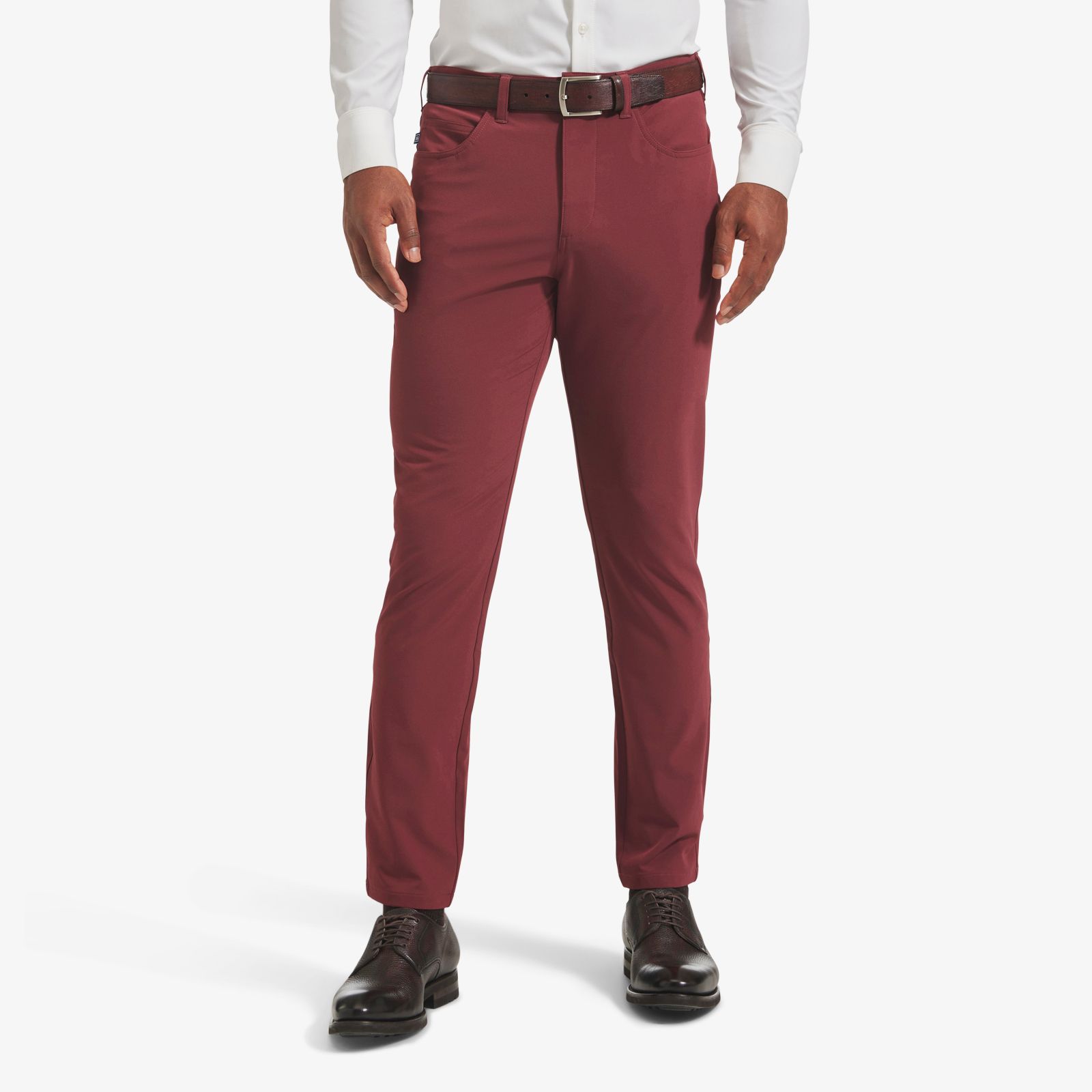 Buy Burgundy Cotton Solid Straight Pants Online in India