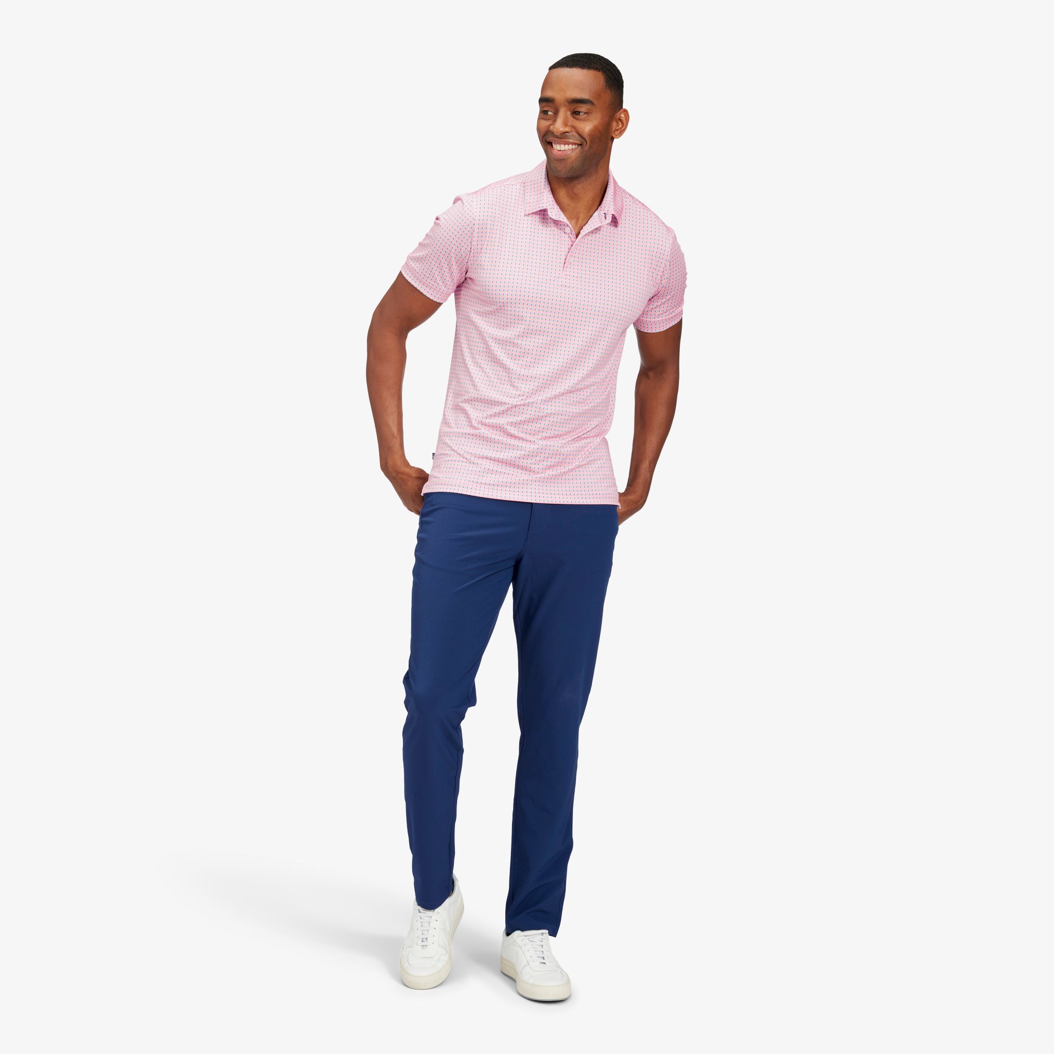 Pink Mini Geo Print Polo - Mizzen+Main