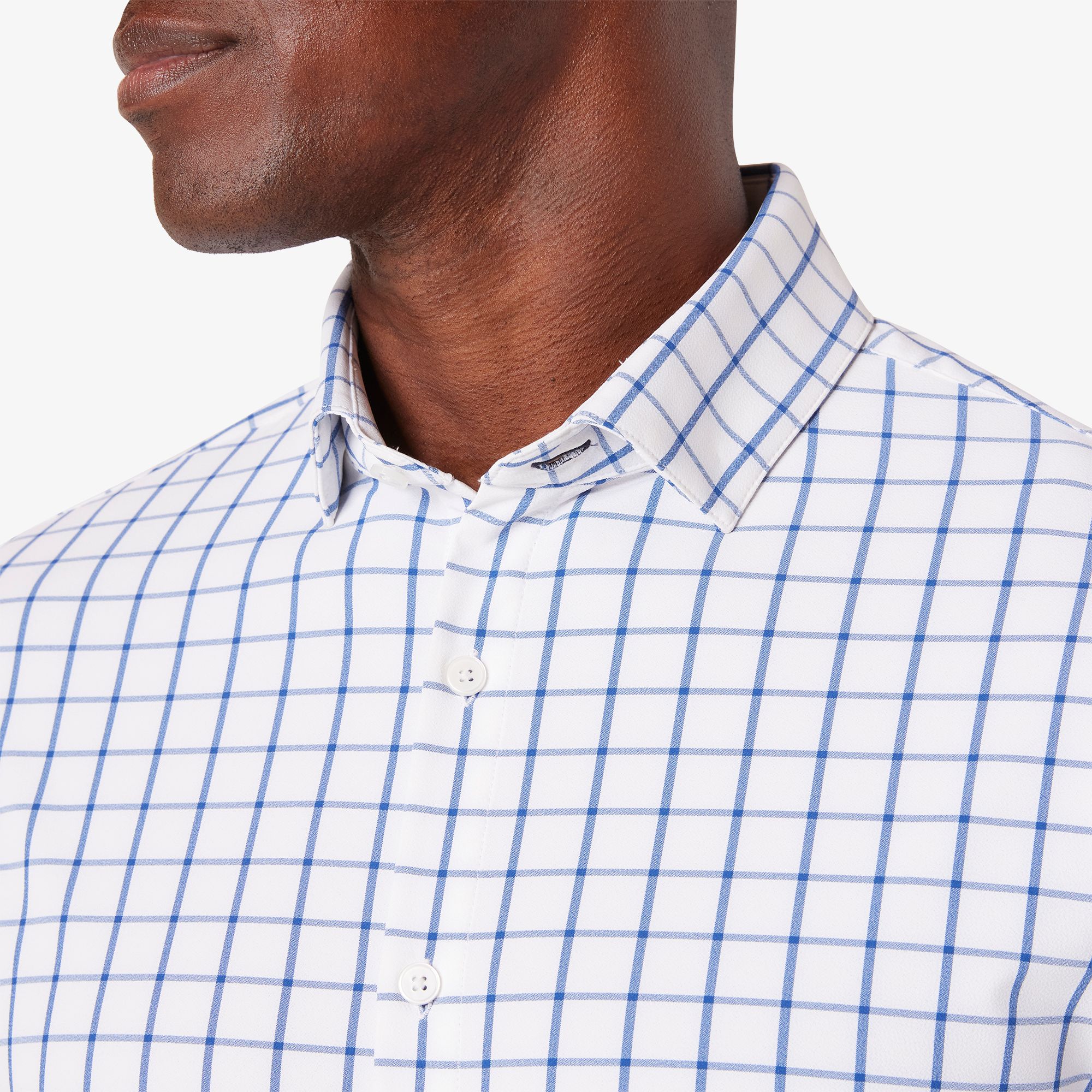 Leeward Dress Shirt White Navy Windowpane