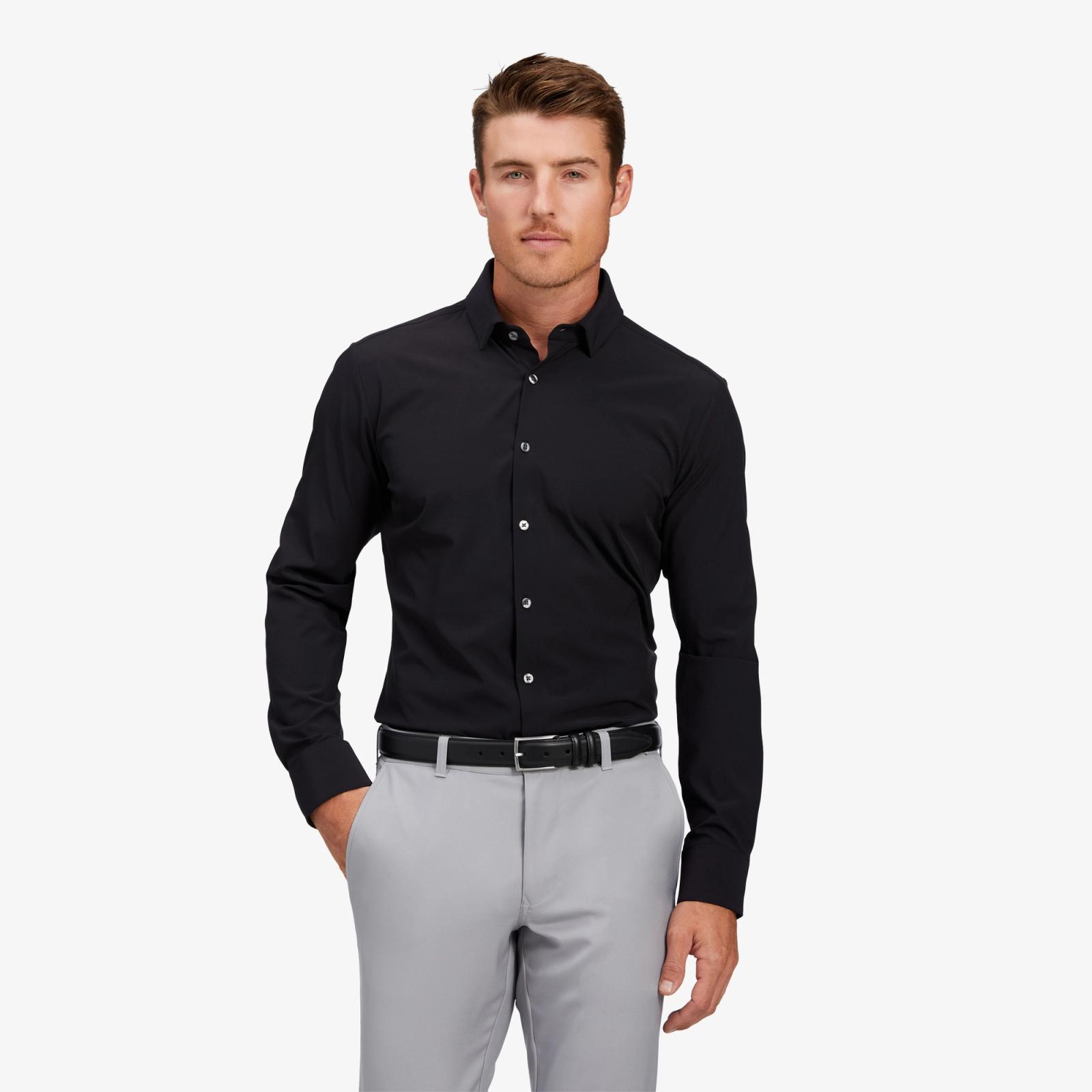Black Solid Leeward Dress Shirt - Mizzen+Main