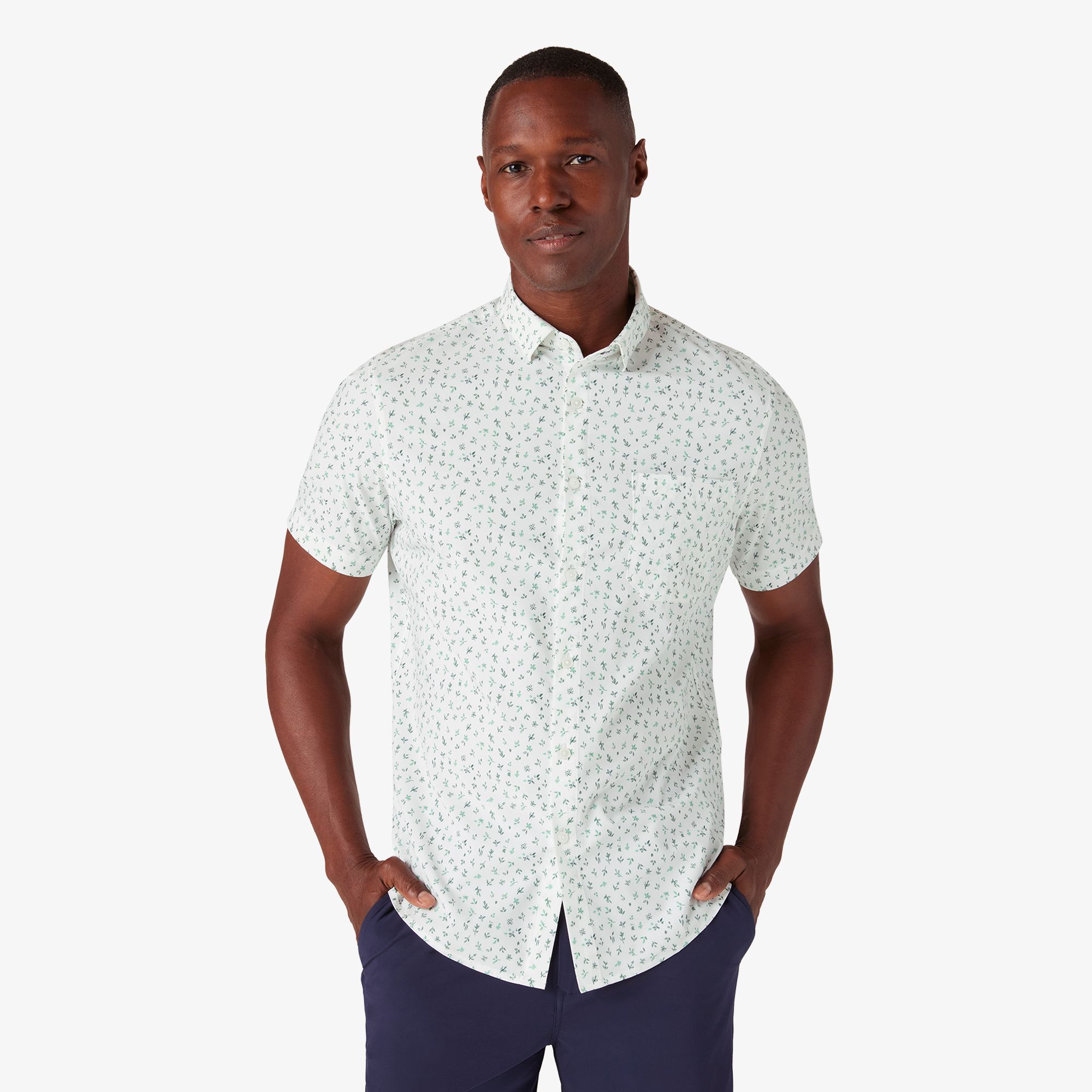 White polo sales button down shirt