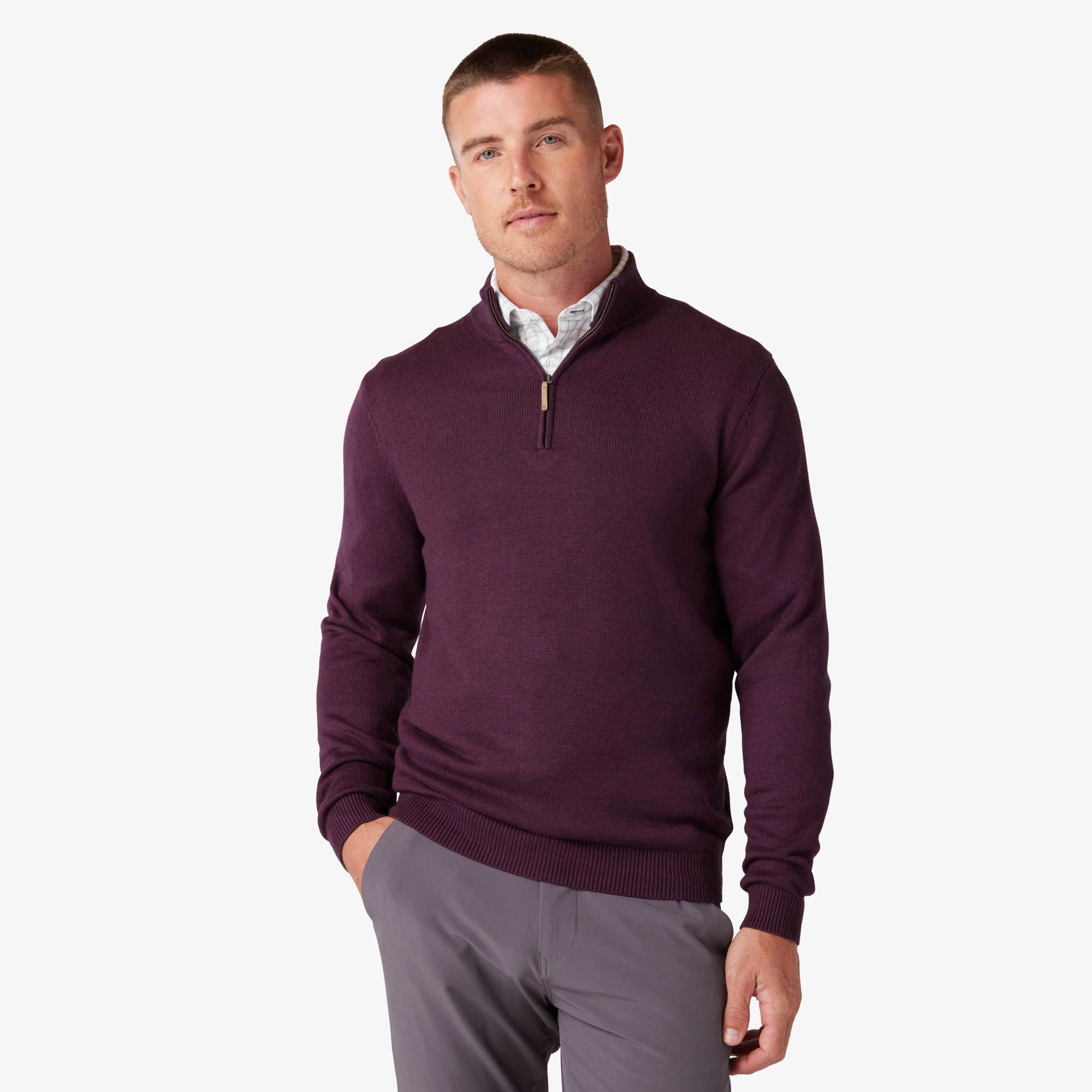 Cassady Quarter Zip - Plum Heather - Mizzen+Main