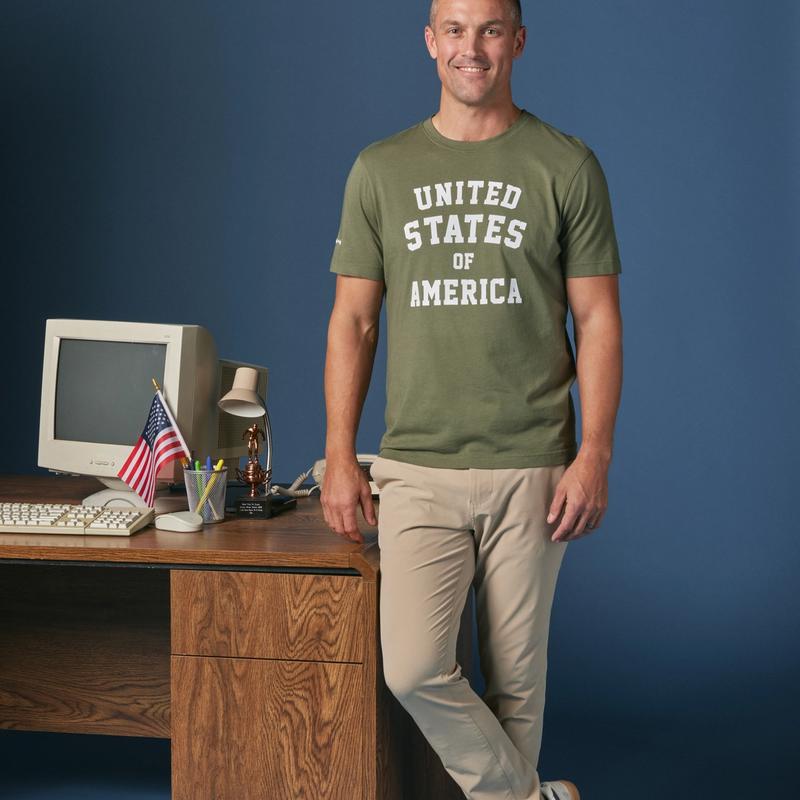 A model dressed in Mizzen+Main clothing