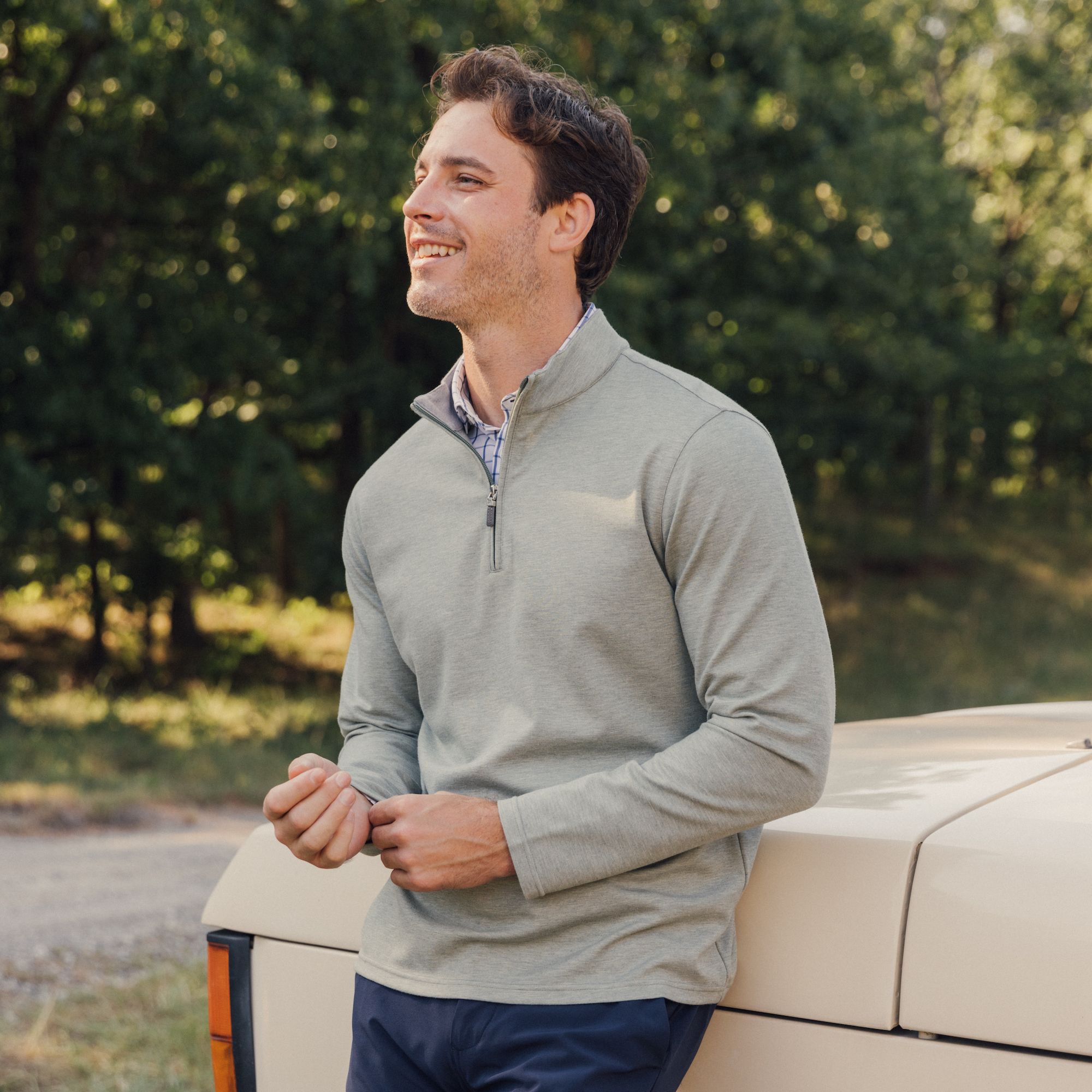 Sage Green Heather ProFlex Quarter Zip - Mizzen+Main