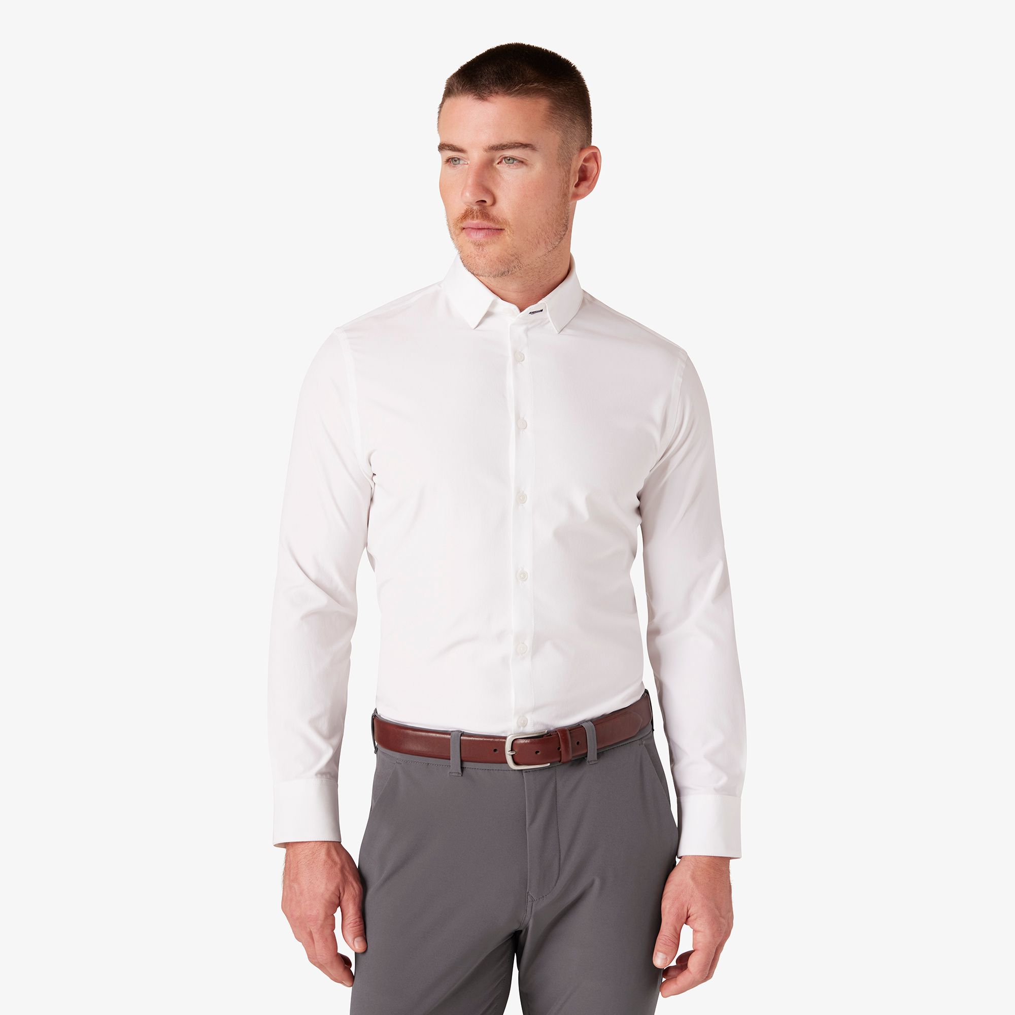 White button cheap dress shirt