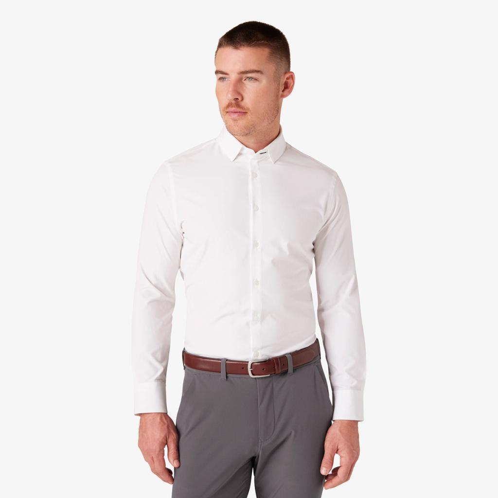 White Micro Patterned Tailored Dress Shirt