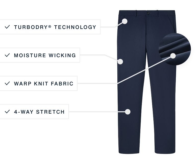 A flat lay of our Upton The Chino highlighting its features.