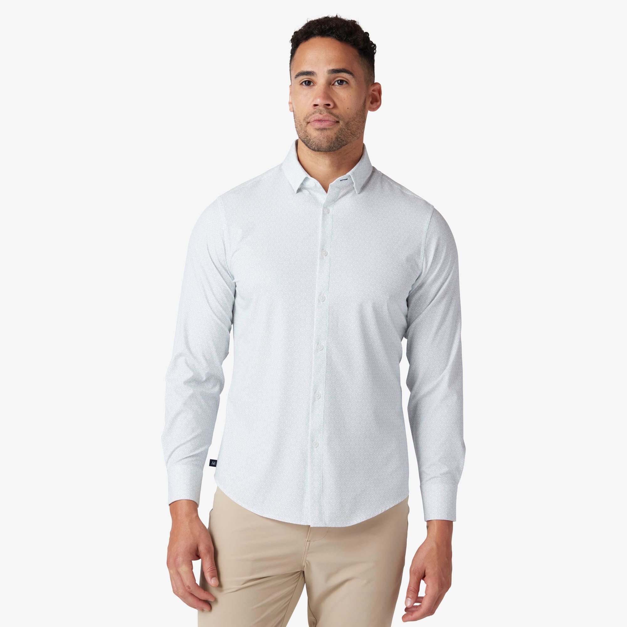 Leeward No Tuck Dress Shirt - White Mosaic Tile - Mizzen+Main