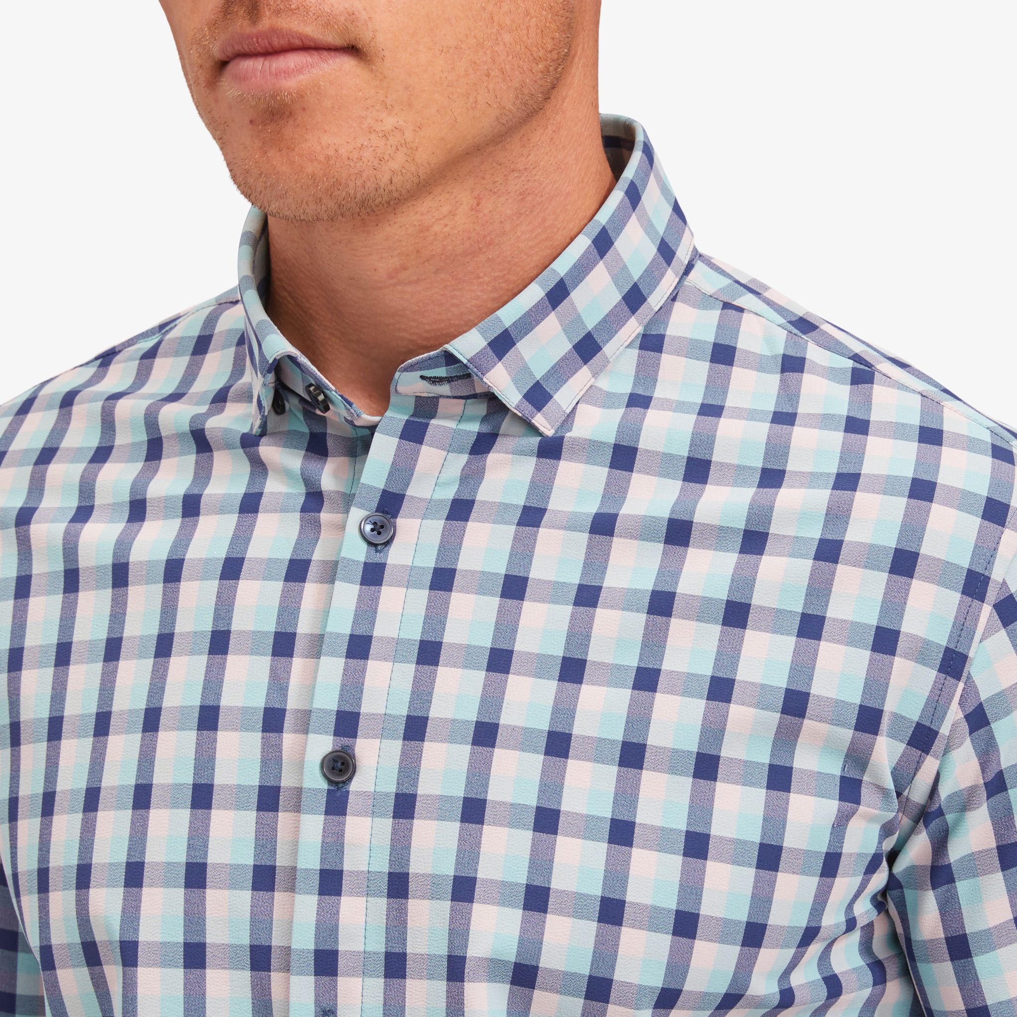 Cobalt Blue and Pink Check Dress Shirt - Mizzen+Main