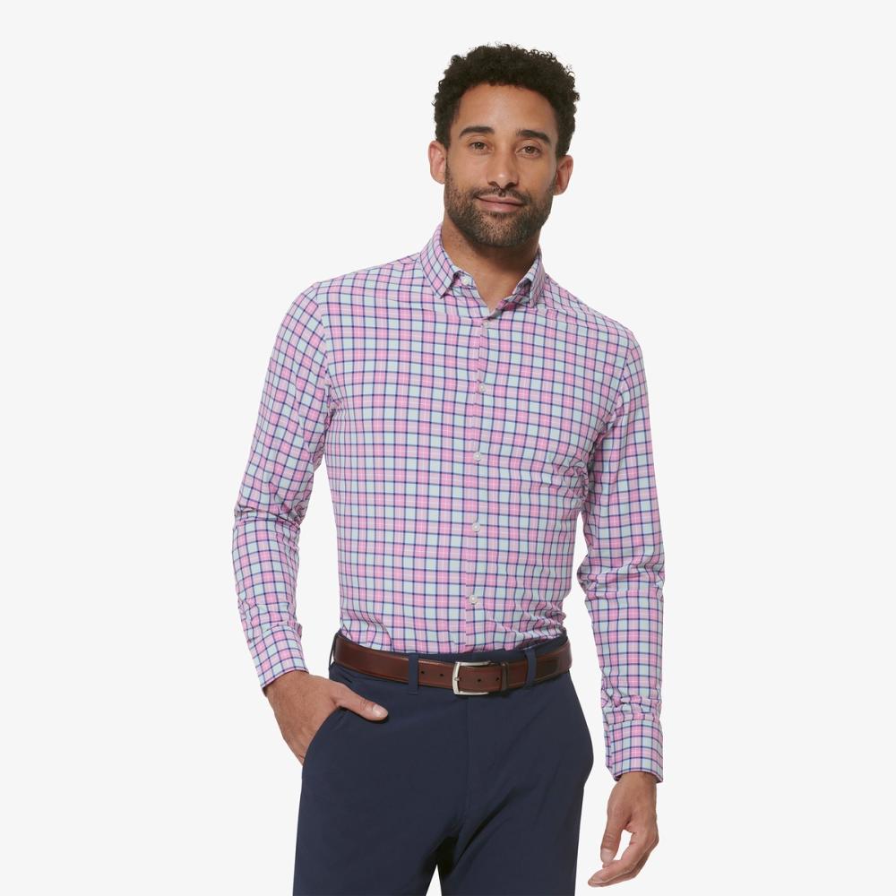 Pink Blue Multi Plaid Monaco Dress Shirt - Mizzen+Main