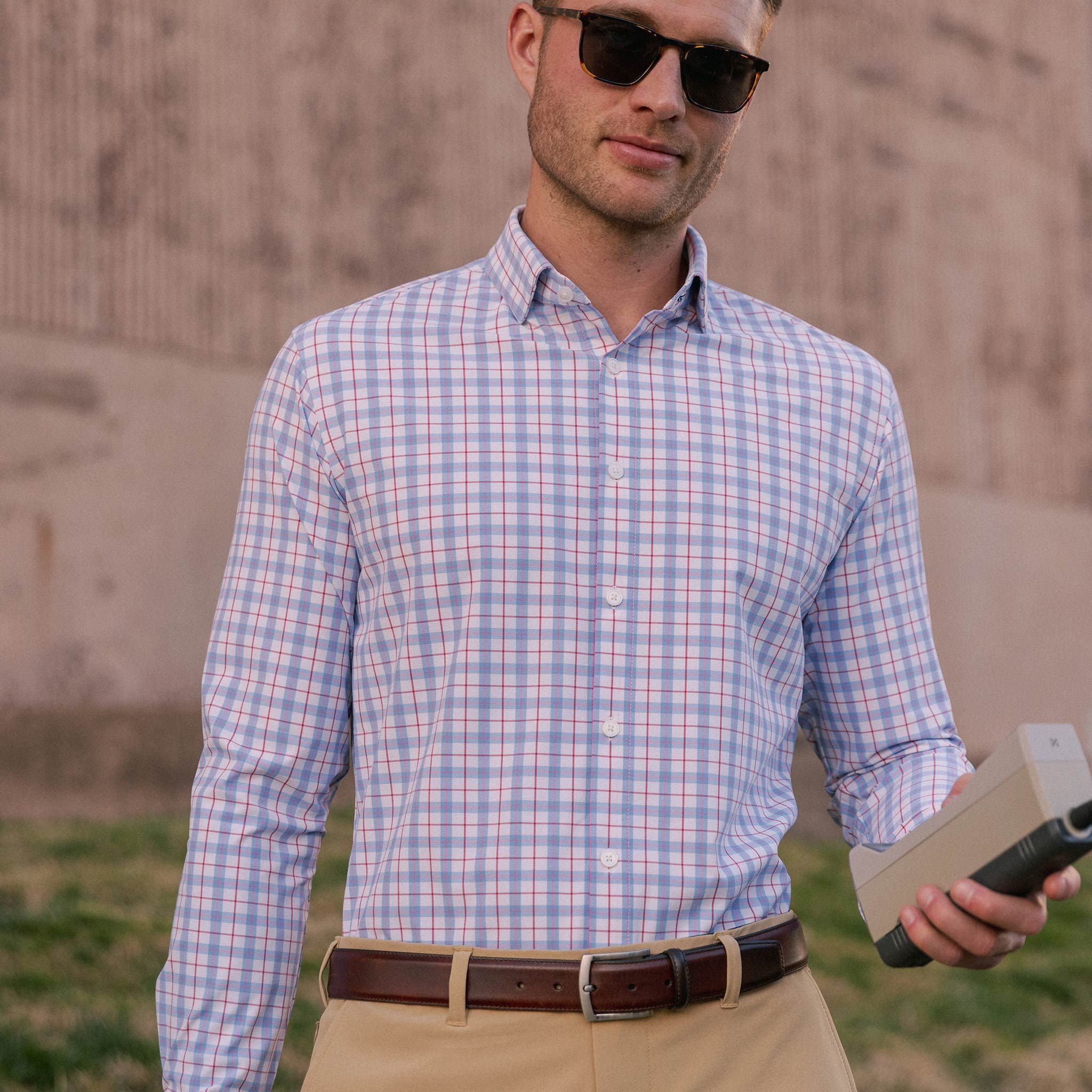 Pink Blue Multi Plaid Dress Shirt - Mizzen+Main